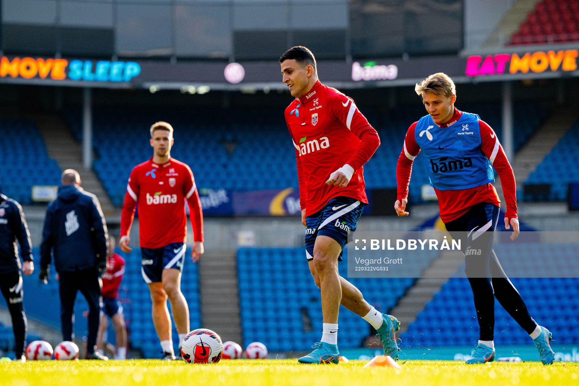 Mohamed Elyounoussi and Martin Ødegaard of the Norwegian