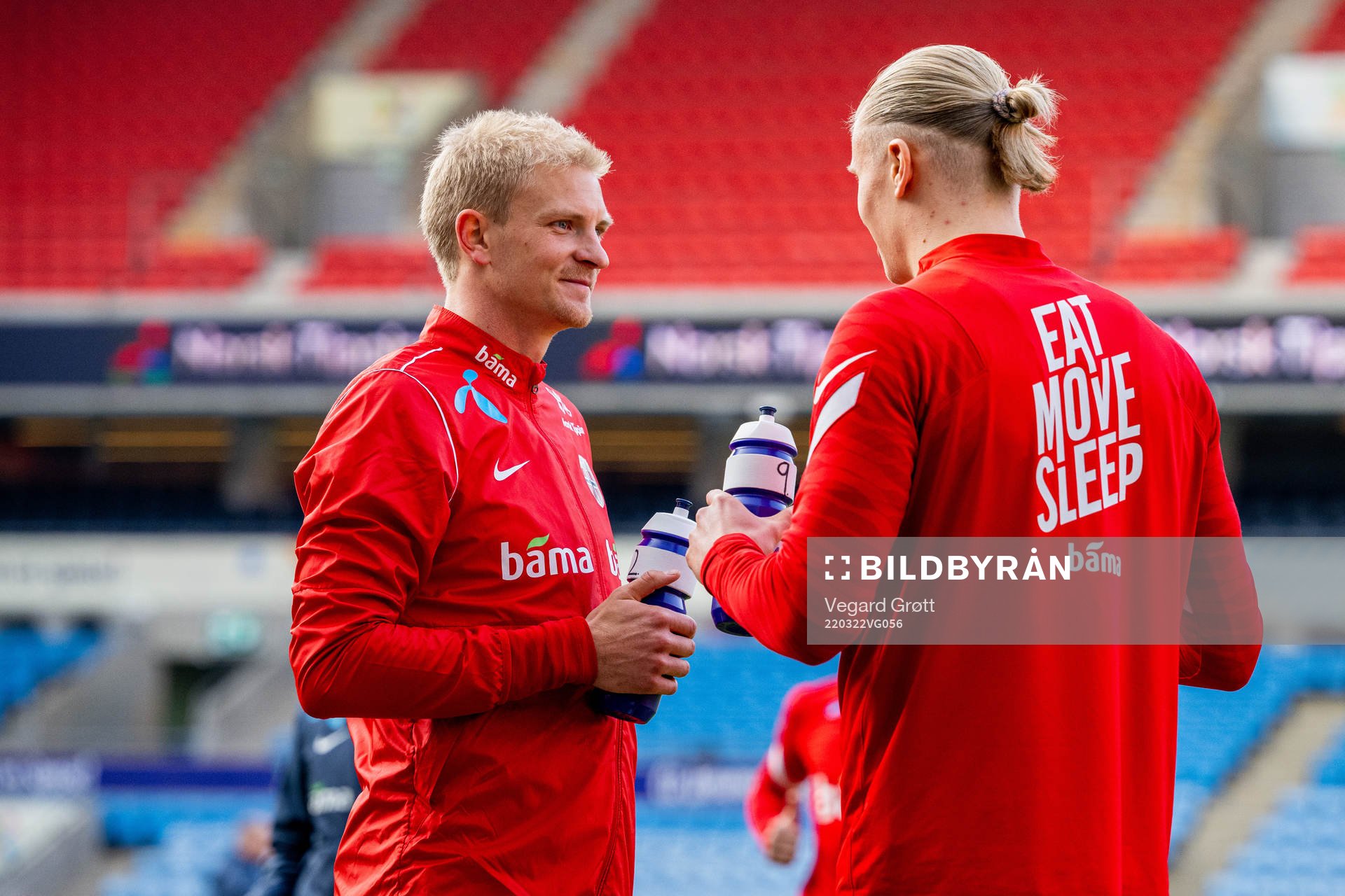 Morten Thorsby and Erling Braut Haaland of the Norwegian