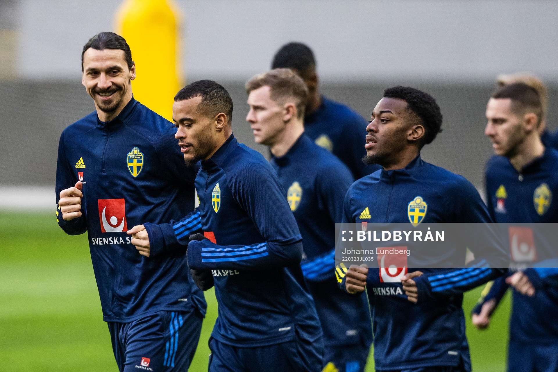Zlatan Ibrahimovic, Robin Quaison and Anthony Elanga of the