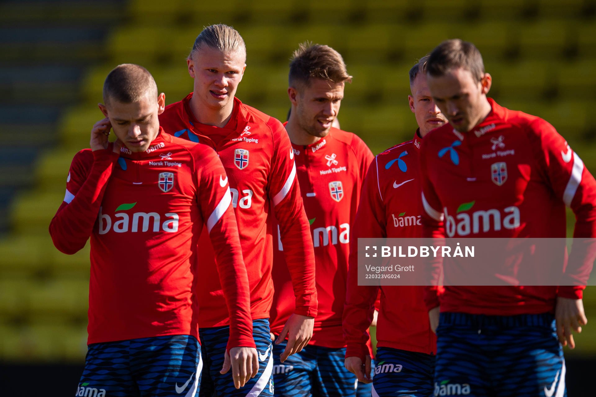 Erling Braut Haaland and players of the Norwegian national