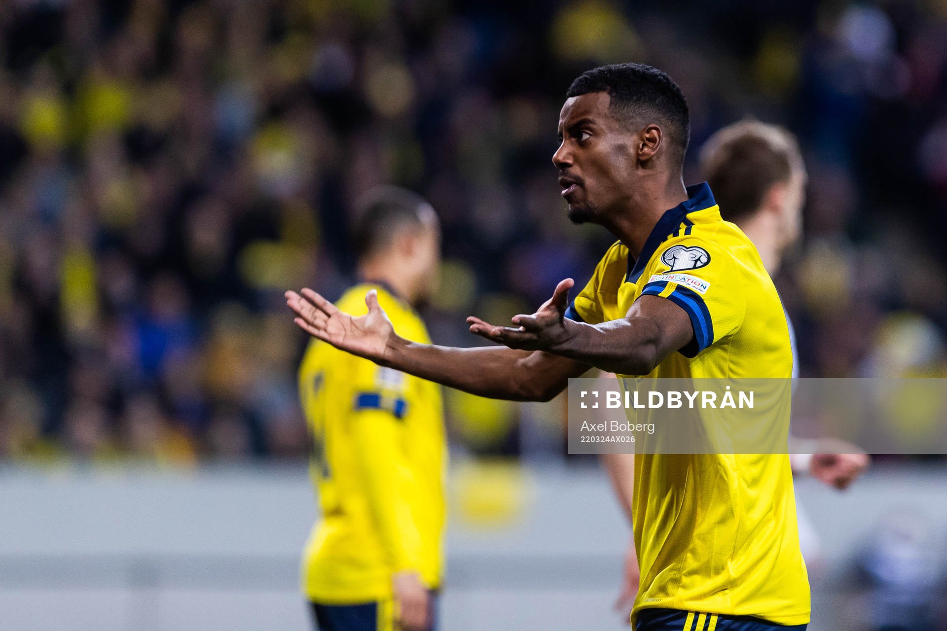 Alexander Isak of Sweden reacts