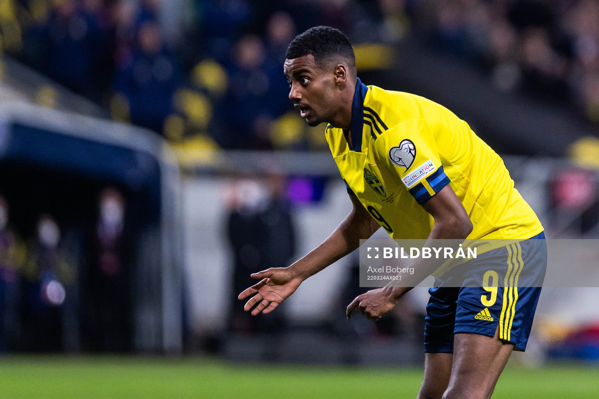 Alexander Isak of Sweden reacts
