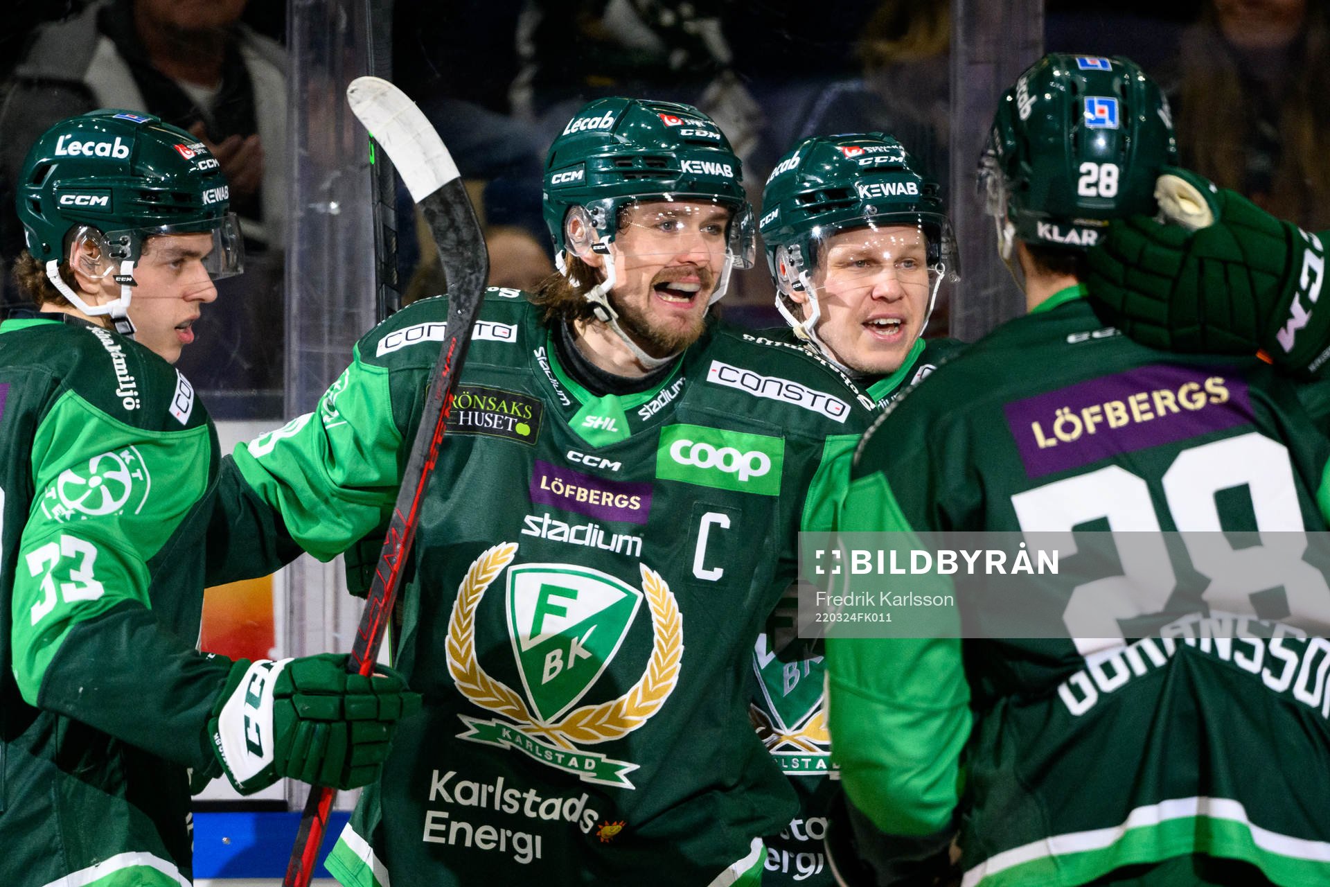 Färjestads Albert Johansson, Linus Johansson och Daniel