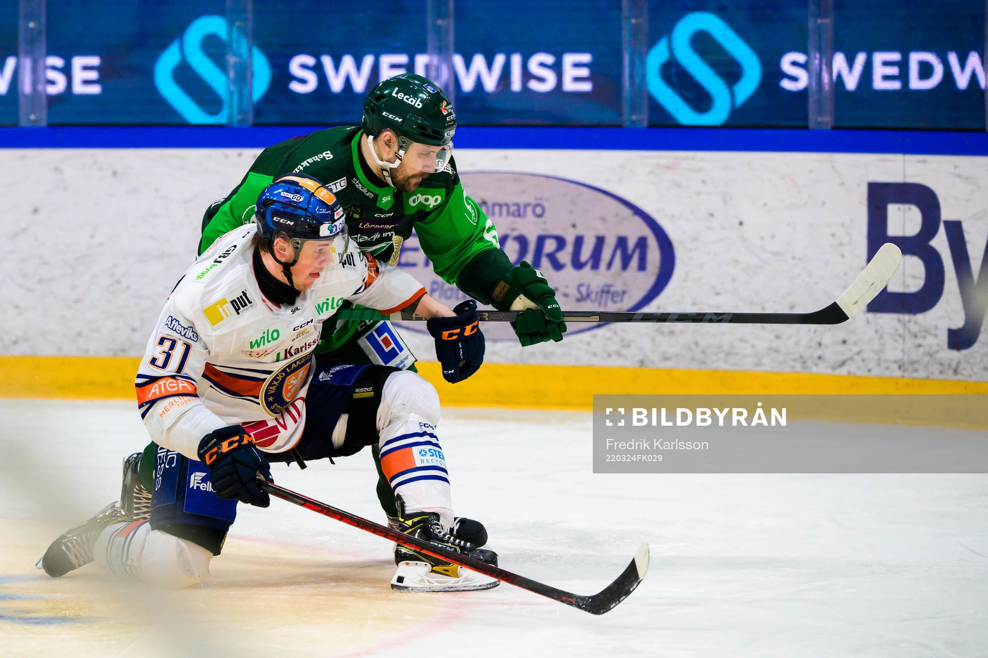 Växjös Olle Lycksell och Färjestads Mikael Wikstrand