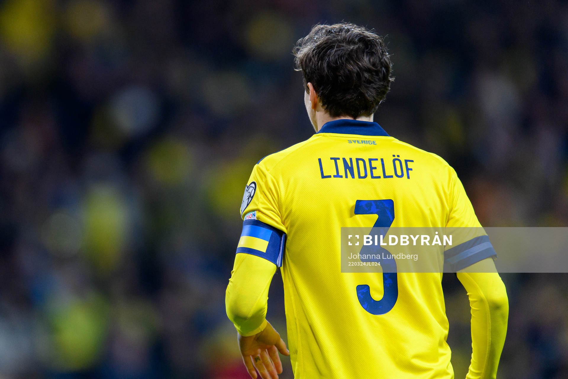 Victor Lindelöf of Sweden with the flag of Ukraine