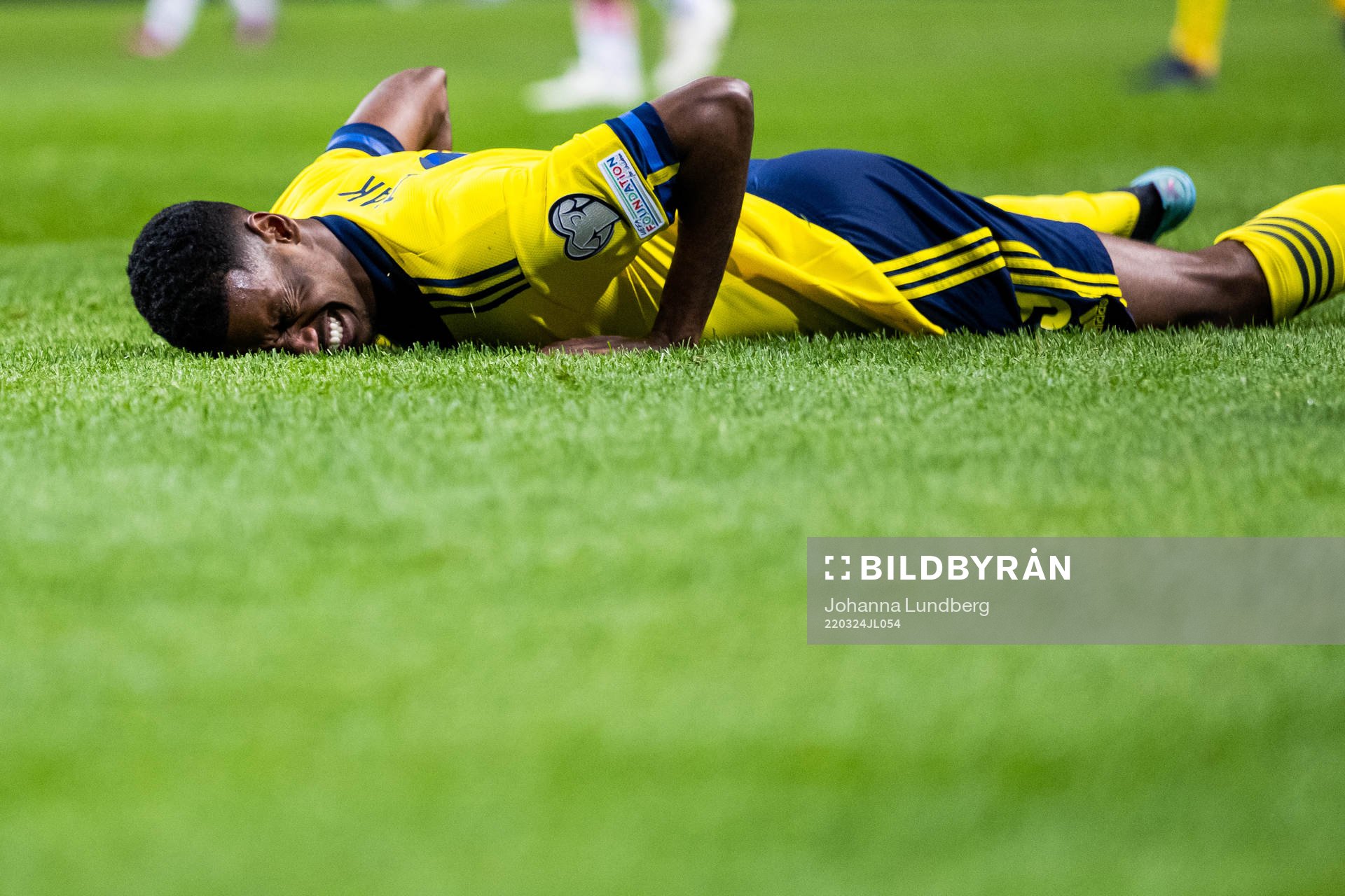 Alexander Isak of Sweden in pain