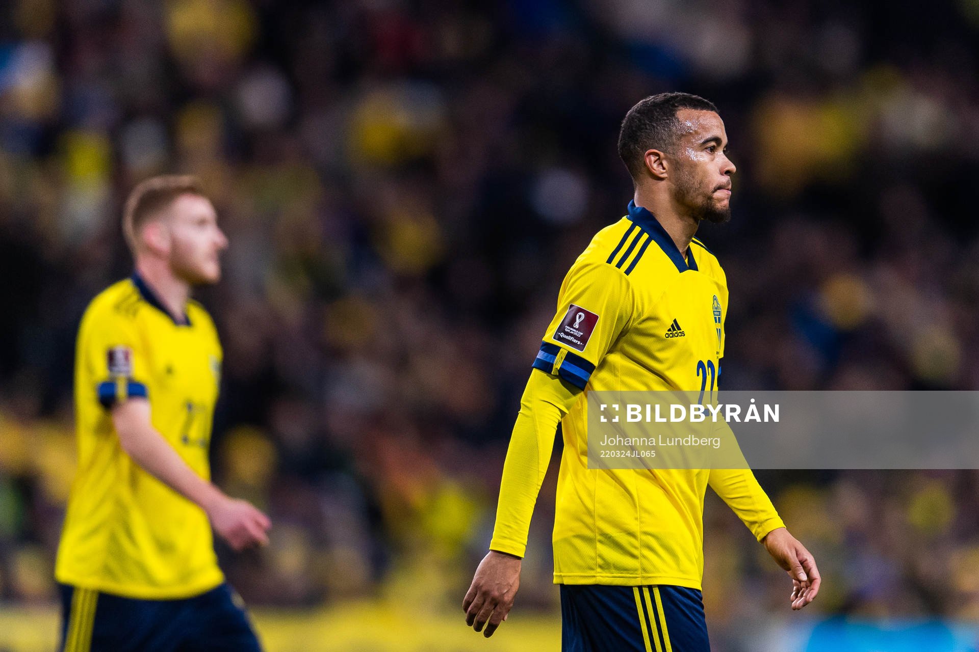 Robin Quaison of Sweden looks dejected