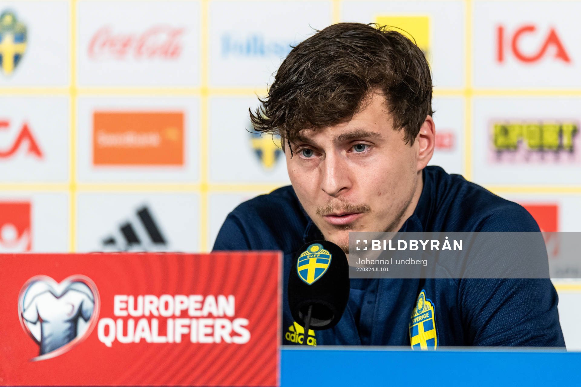 Victor Lindelöf of Sweden at the press conference