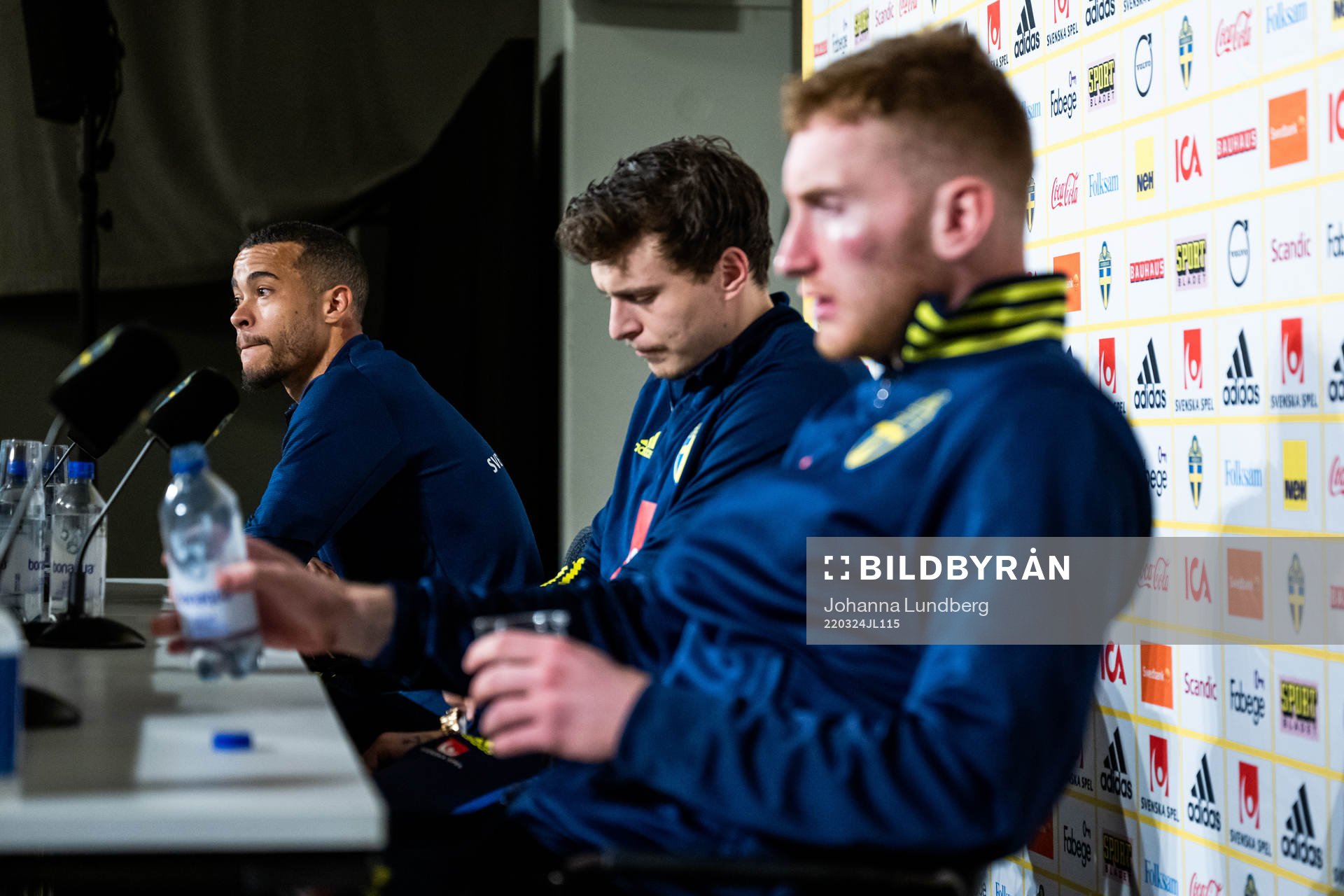 Robin Quaison, Victor Lindelöf and Dejan Kulusevski of