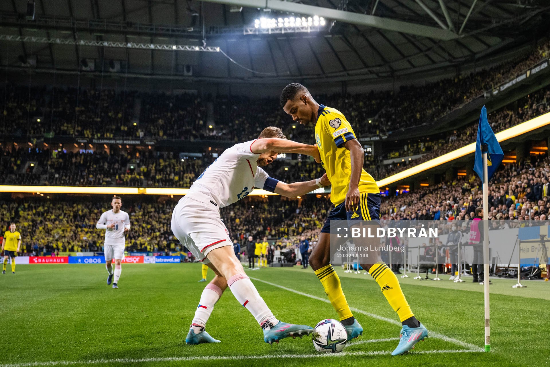 Tomas Soucek of Czech Republic and Alexander Isak of Sweden