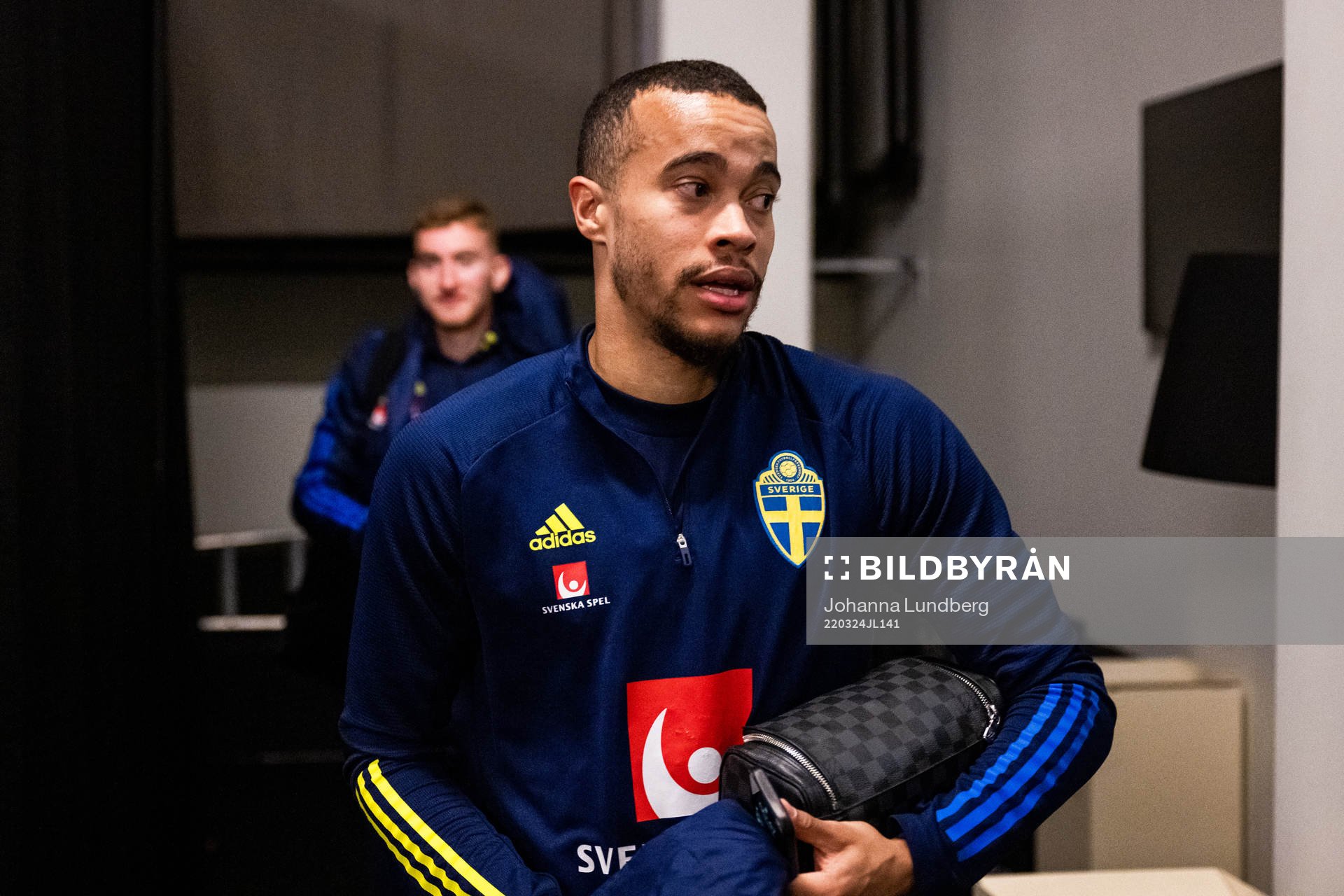 Robin Quaison of Sweden at the press conference