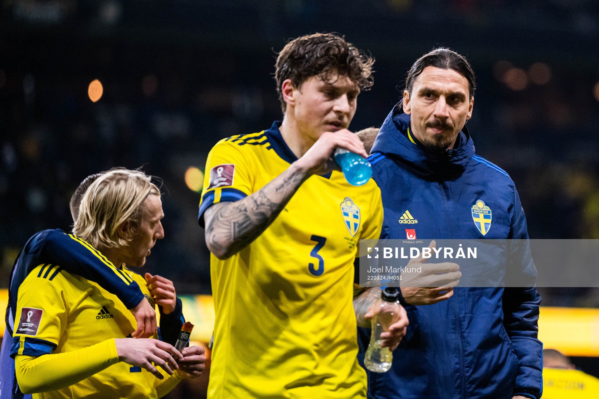 Victor Lindelöf and Zlatan Ibrahimovic of Sweden