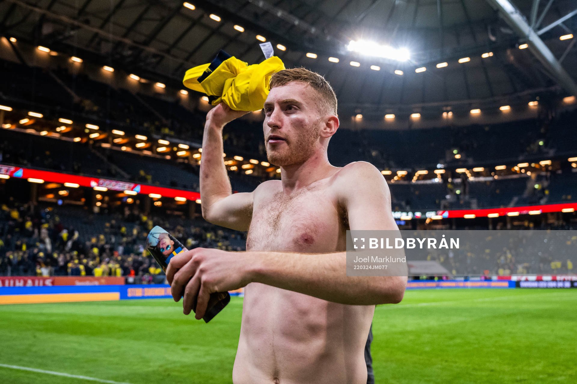 Dejan Kulusevski of Sweden throws his shirt