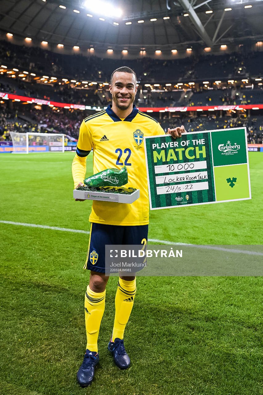 Robin Quaison of Sweden i awarded player of the match