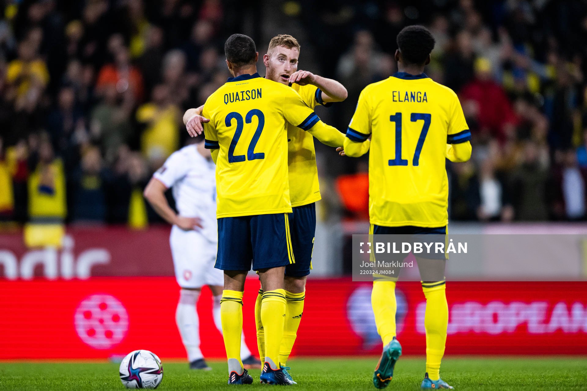 Robin Quaison, Dejan Kulusevski and Anthony Elanga of