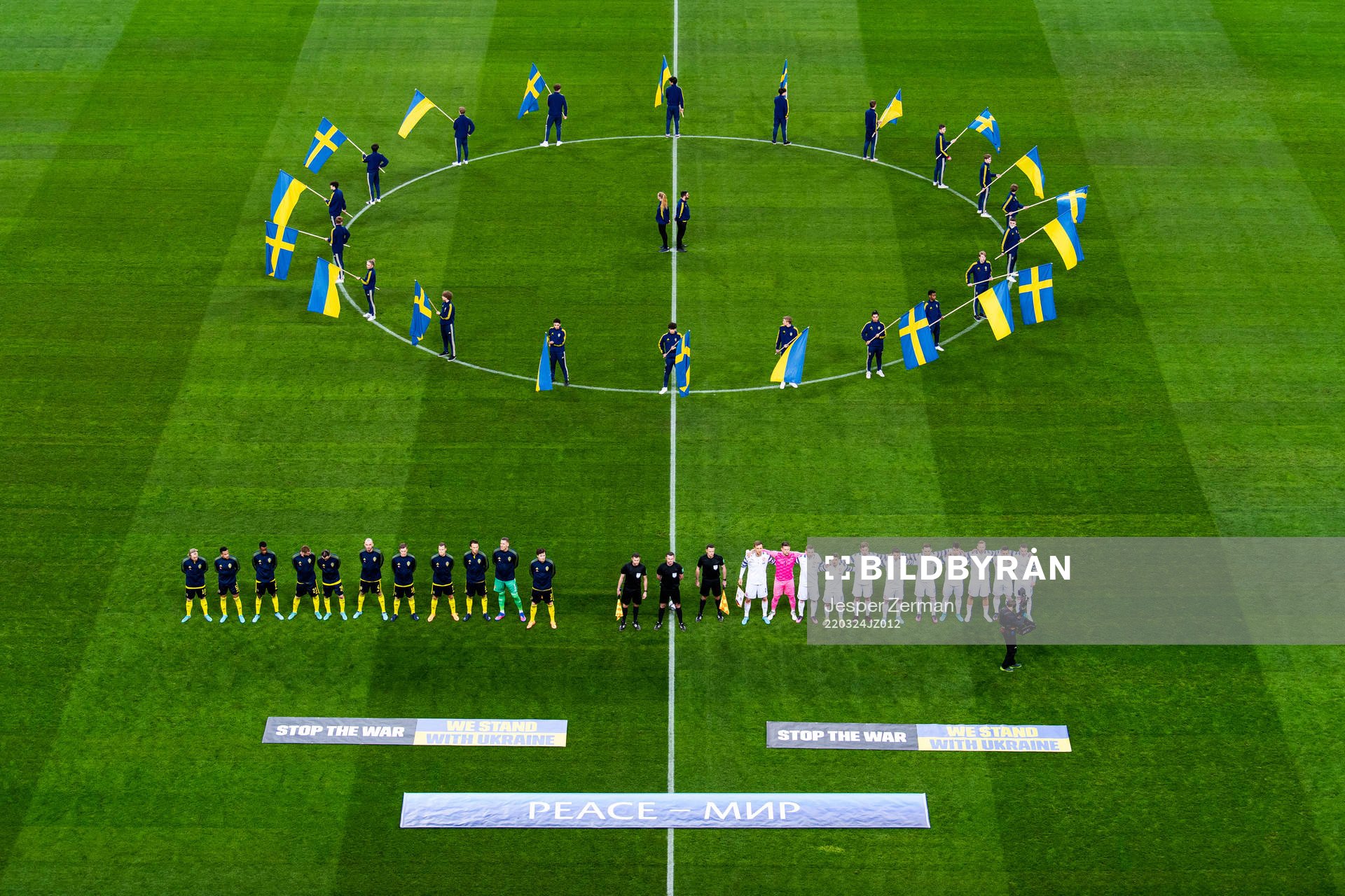 Players of Sweden participate in a manifestation against