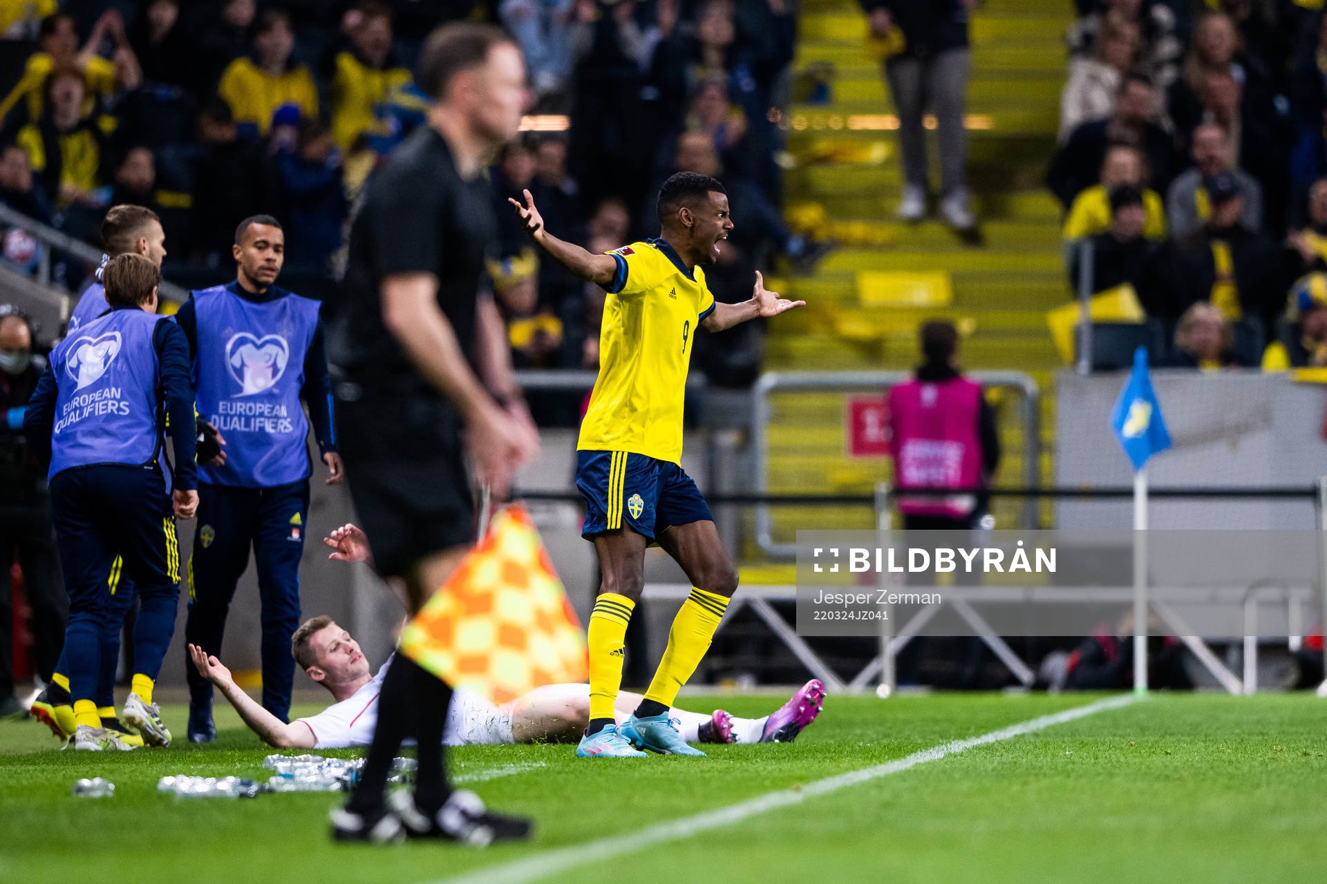 Alexander Isak of Sweden reacts