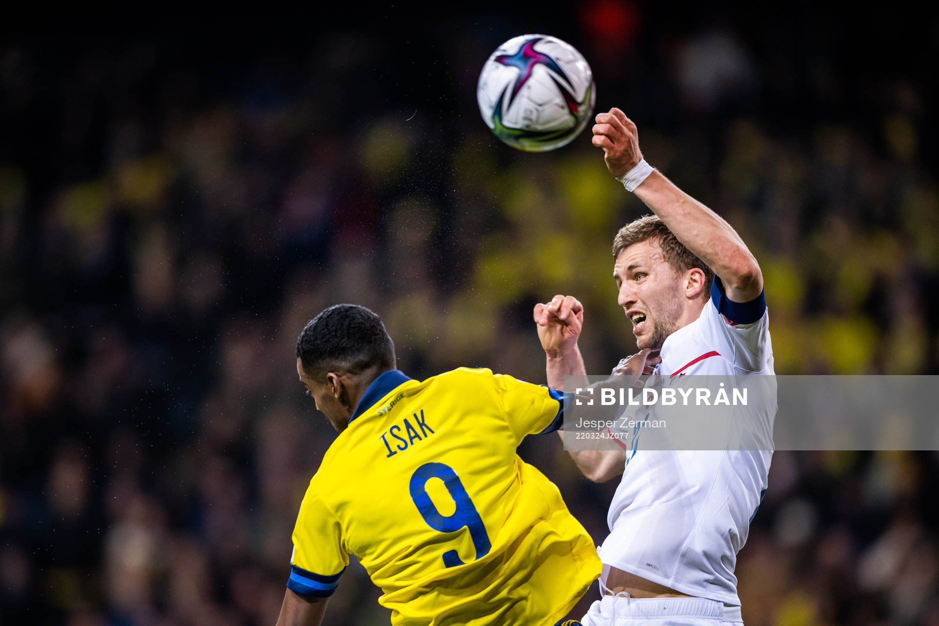 Alexander Isak of Sweden and Tomas Soucek David Zima