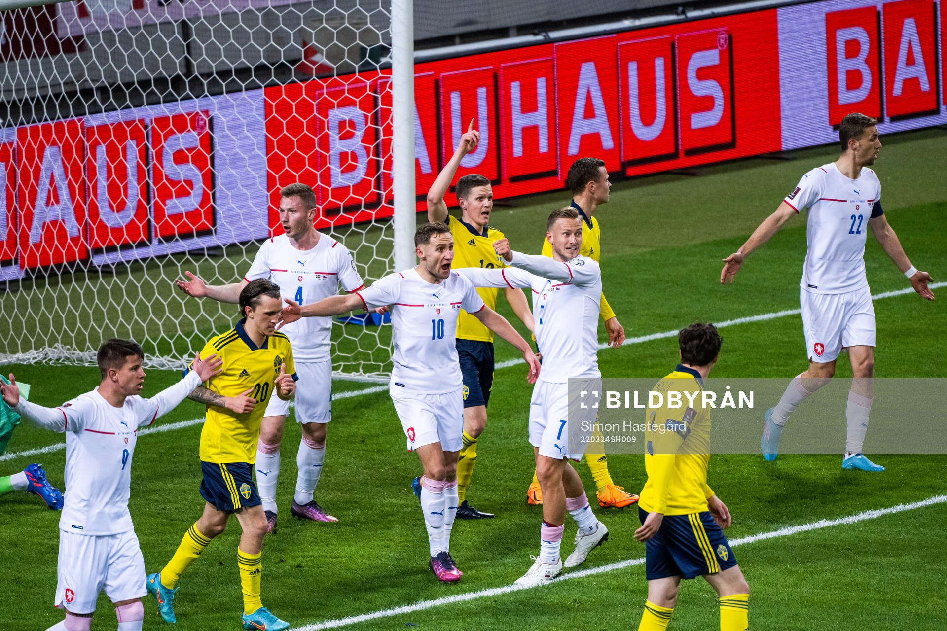 Jan Sykora and Antonin Barak of Czech Republic react