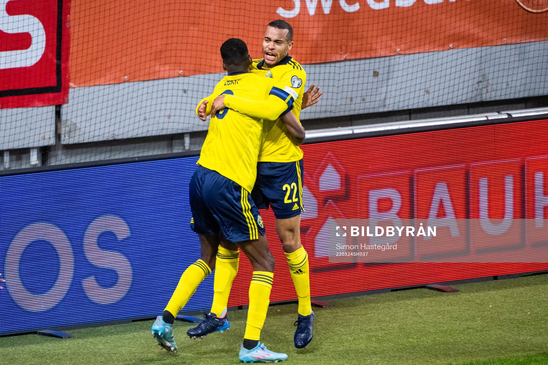 Alexander Isak and Robin Quaison of Sweden celebrates