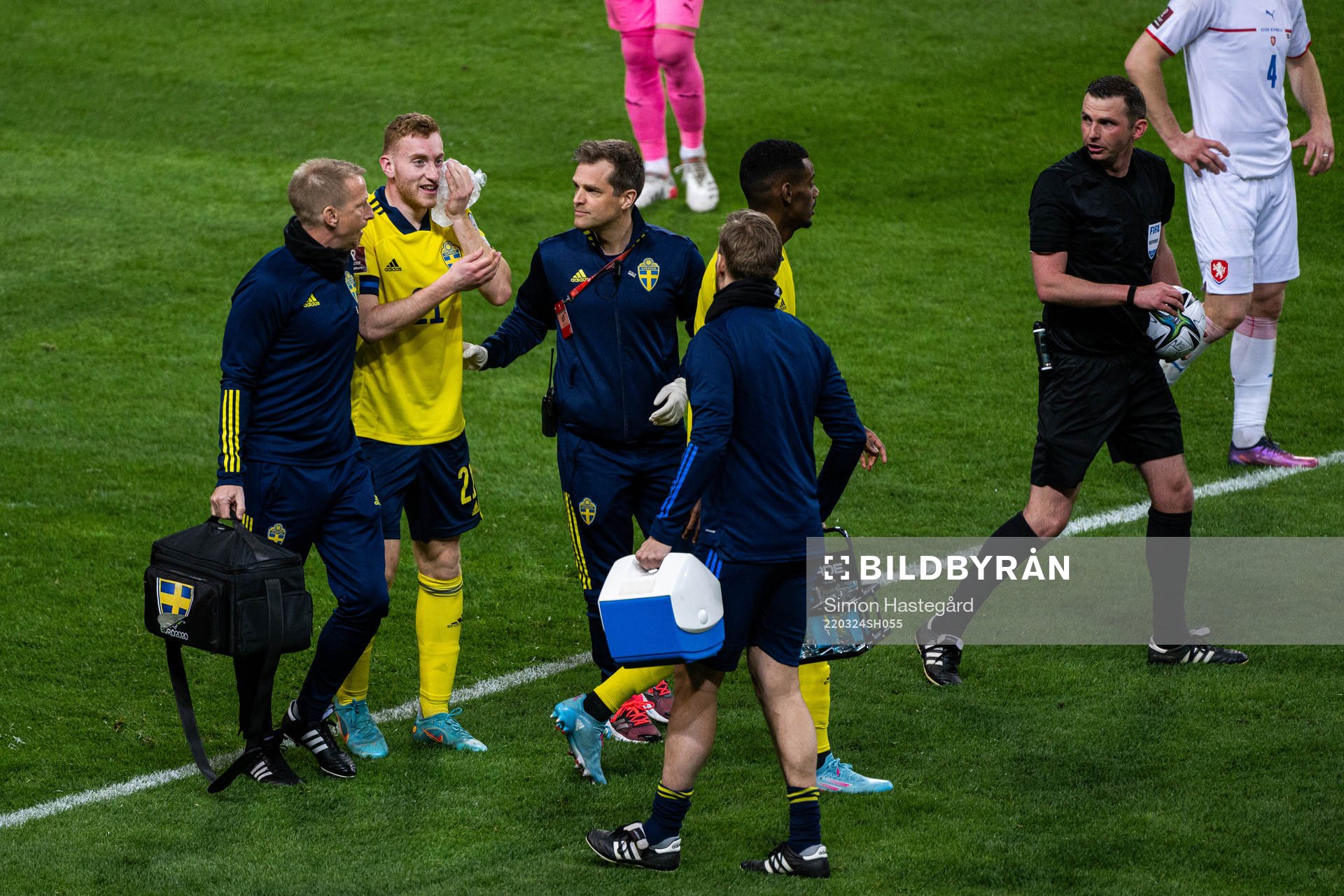 Dejan Kulusevski of Sweden in pain