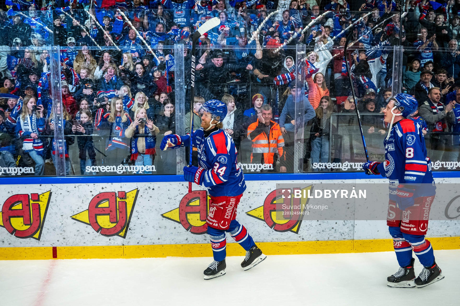 Oskarshamns Philip Samuelsson och Fredrik Olofsson jublar