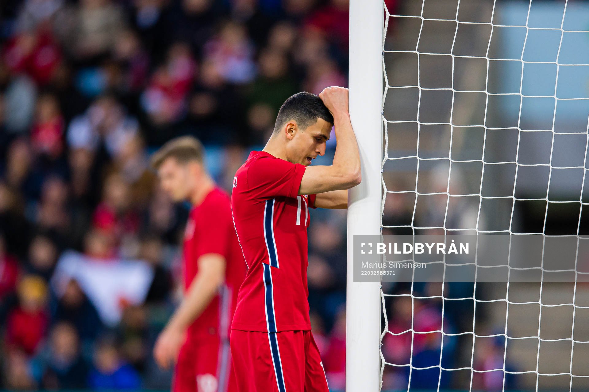 Mohamed Amine Elyounoussi of Norway looks dejected