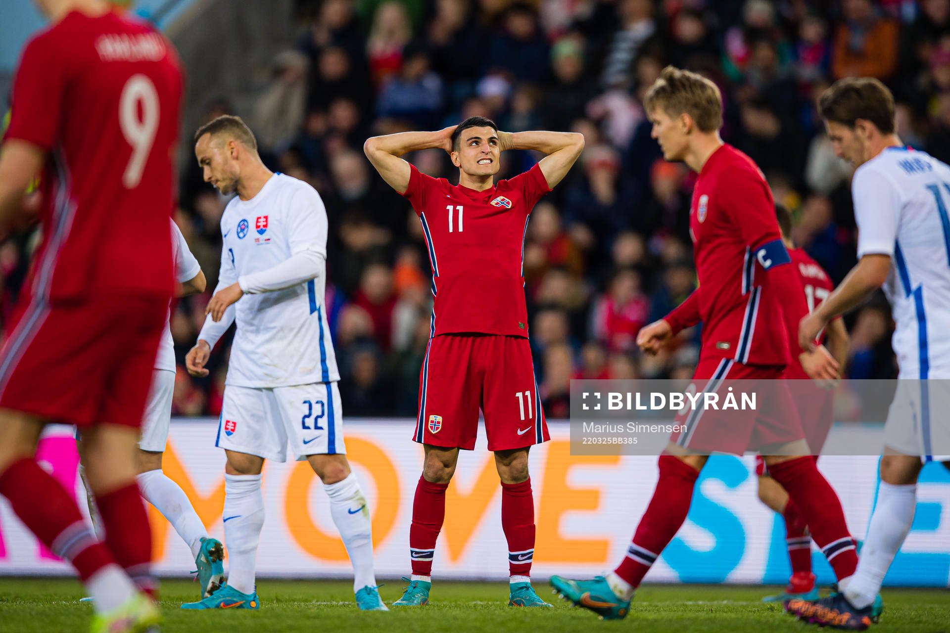 Mohamed Amine Elyounoussi of Norway looks dejected