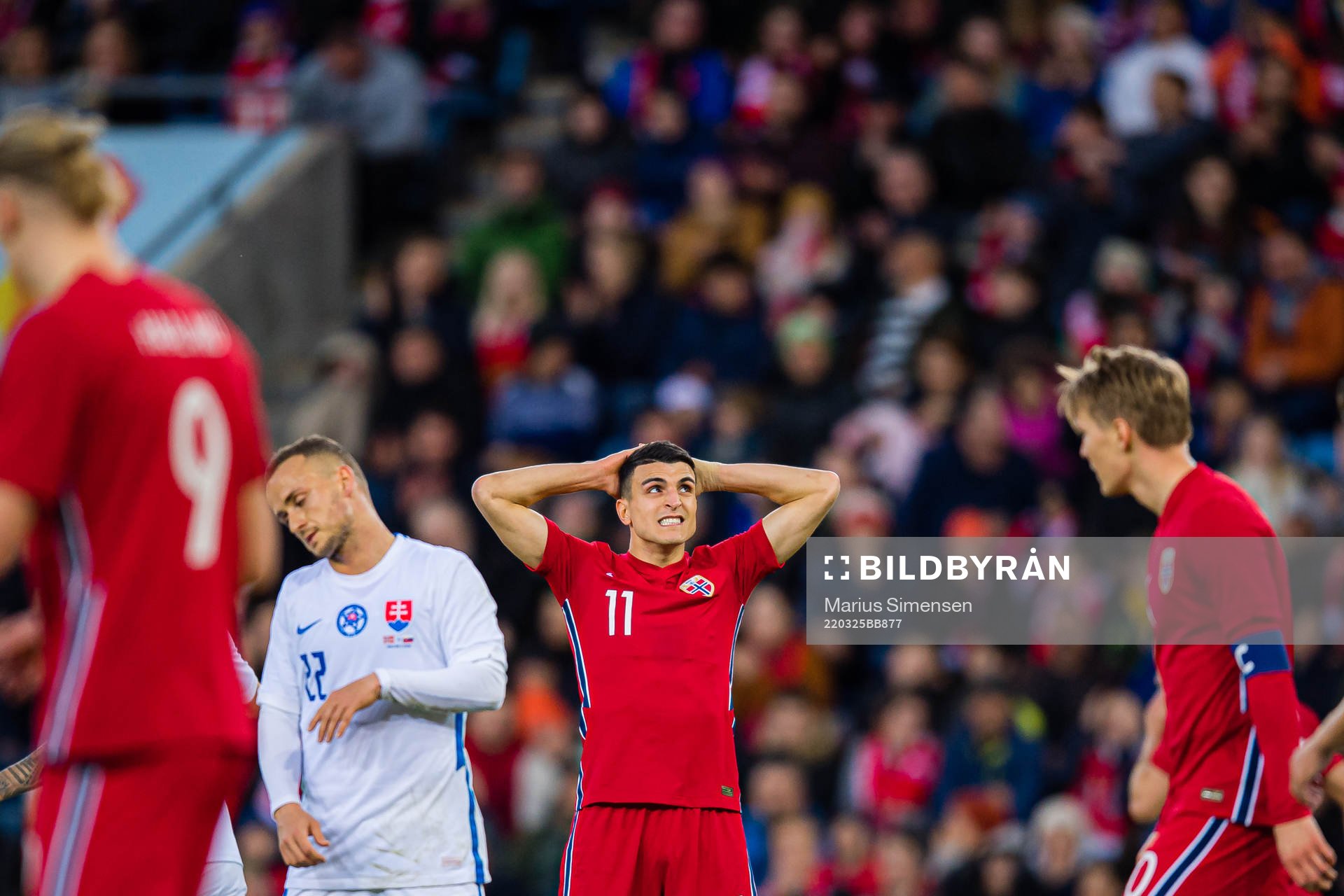 Mohamed Amine Elyounoussi of Norway reacts