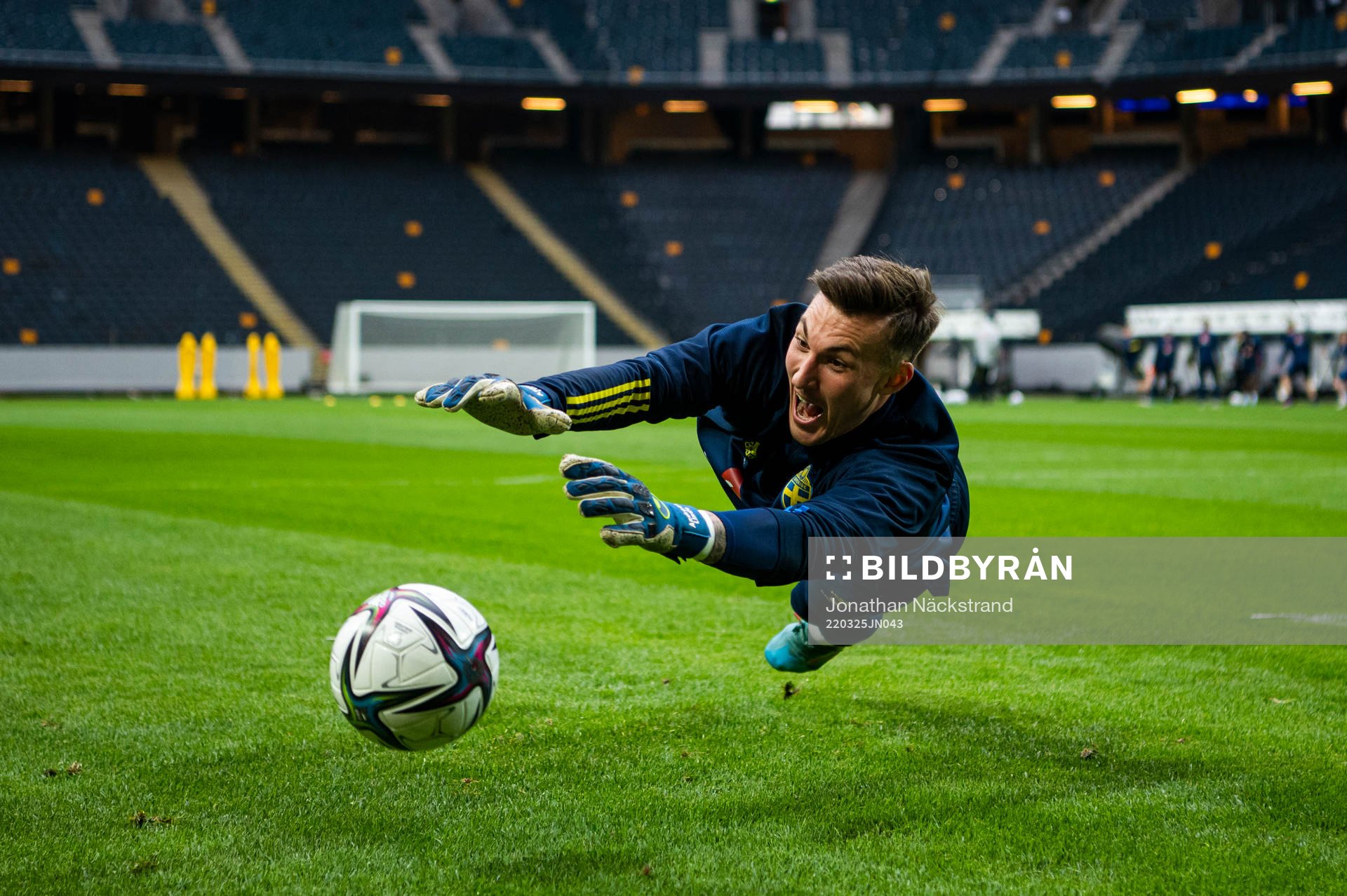 Goalkeeper Andreas Linde of Sweden