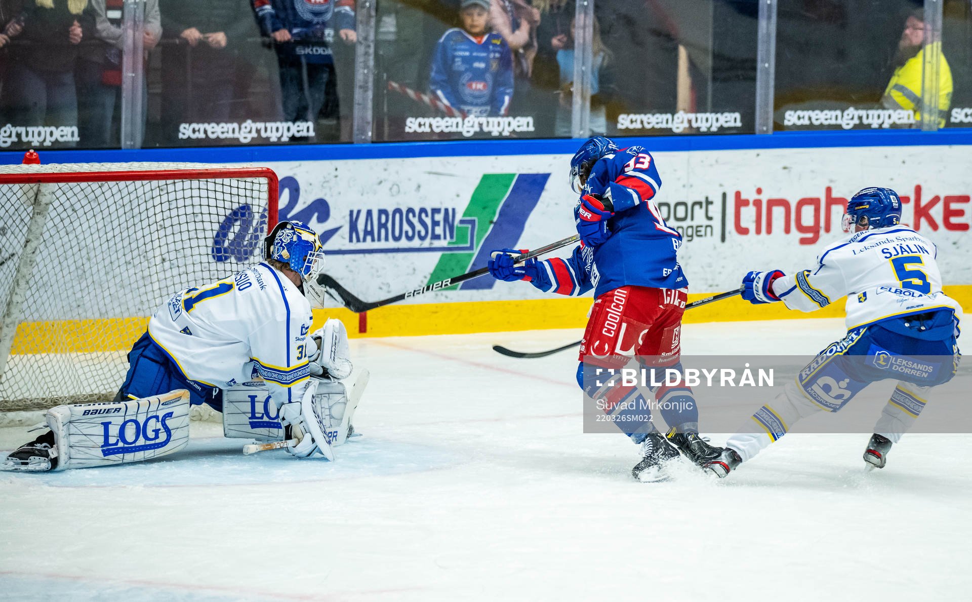Leksands målvakt Kasimir Kaskisuo och Oskarshamns Cameron