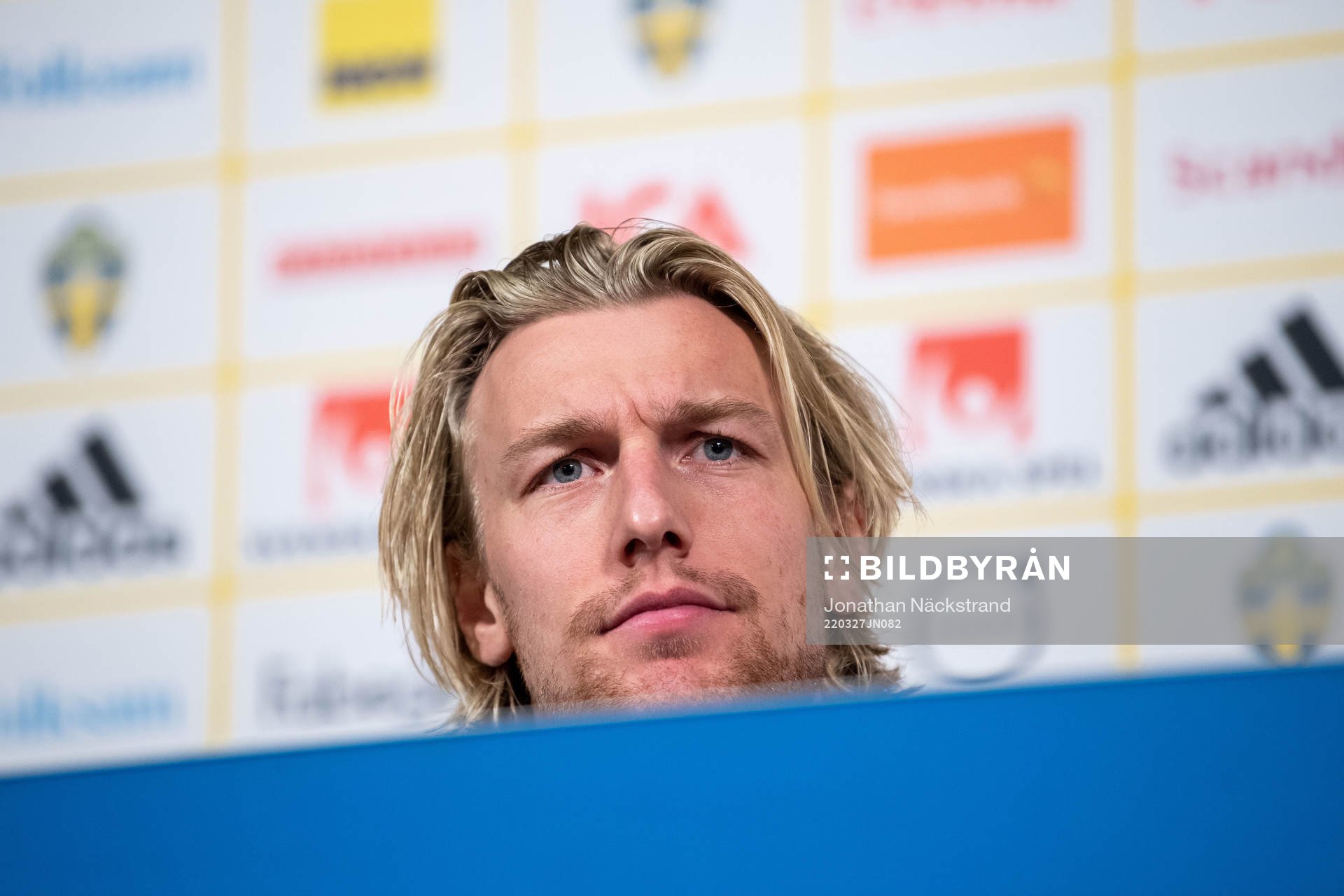 Emil Forsberg during a press conference with the national team of Sweden on March 27, 2022 in Stockholm. 