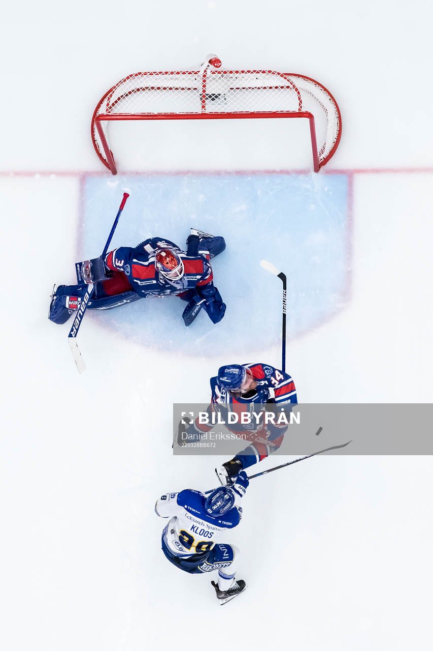 målvakt Tim Juel och Philip Samuelsson och Leksands Justin