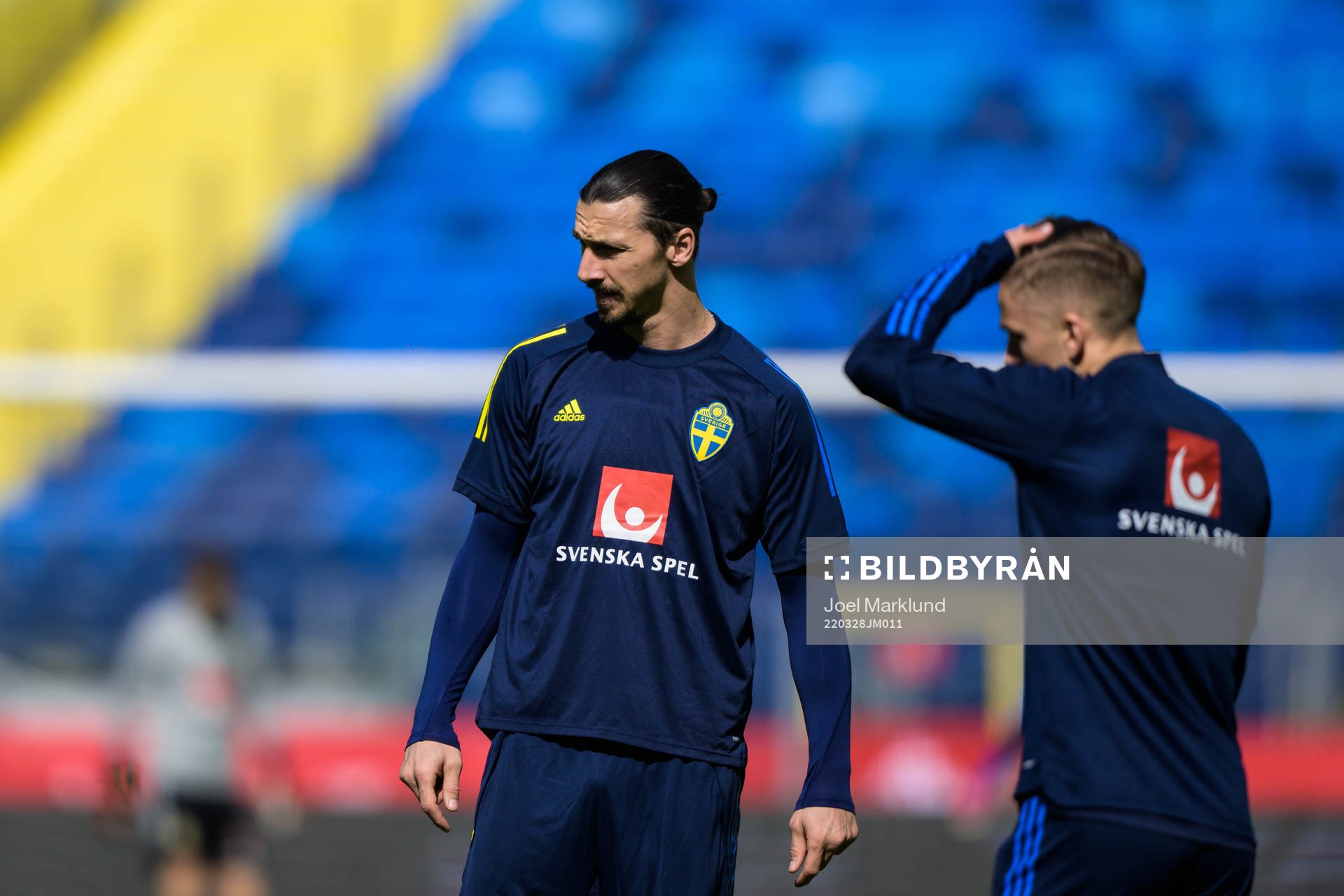 Zlatan Ibrahimovic of the Swedish national football team during a training session on March 28, 2022 in Katowice. 