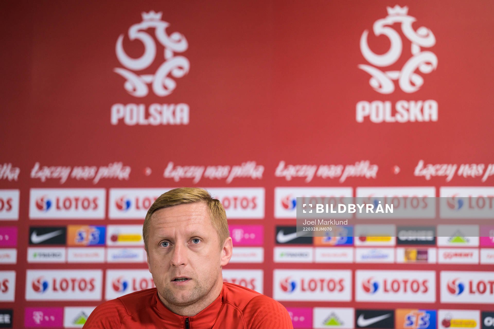 Kamil Glik of the Polish national football team during a press conference on March 28, 2022 in Katowice. 