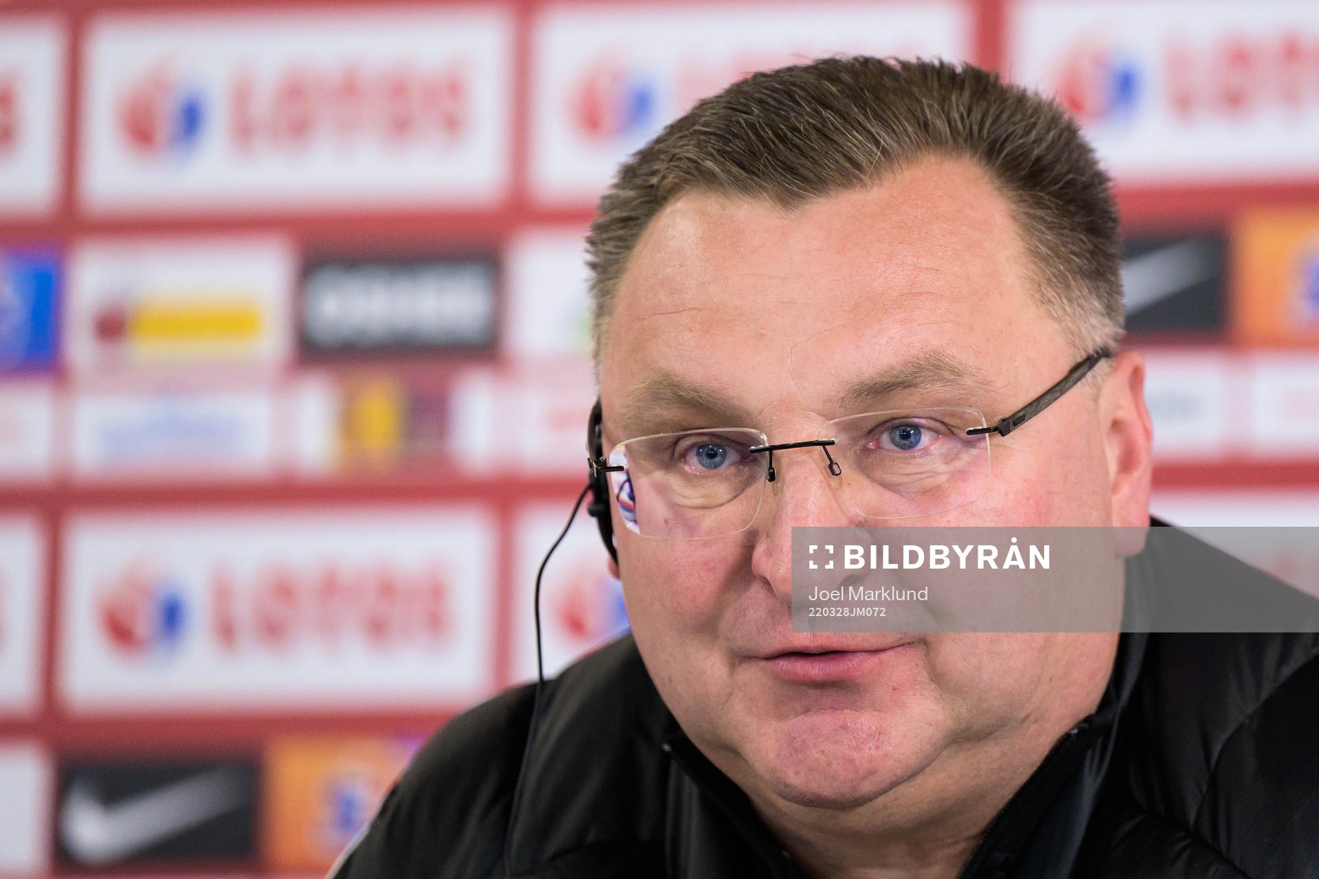 Head coach Czeslaw Michniewicz of the Polish national football team during a press conference on March 28, 2022 in Katowice.