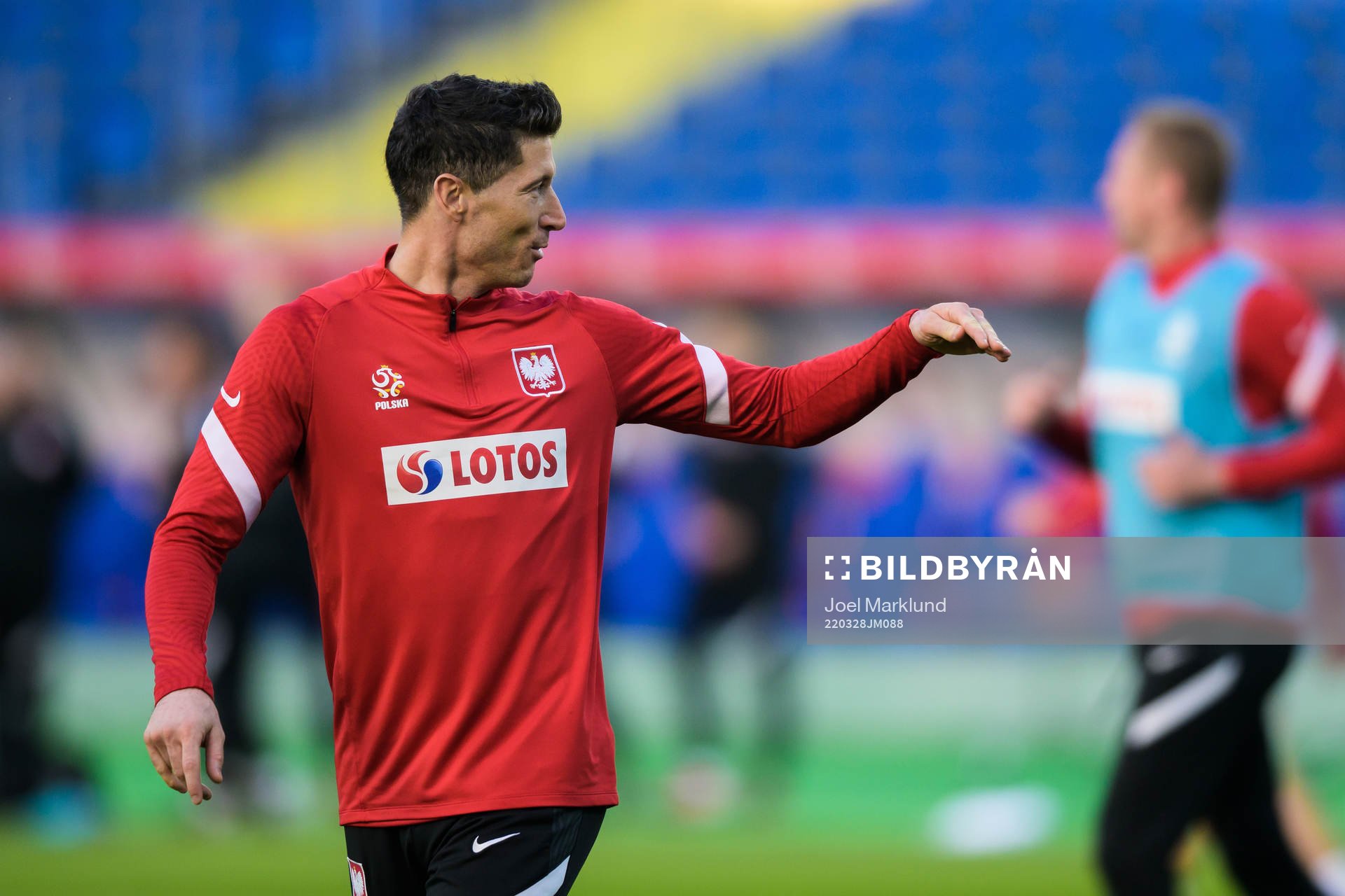 Robert Lewandowski of the Polish national football team during a training session on March 28, 2022 in Katowice. 