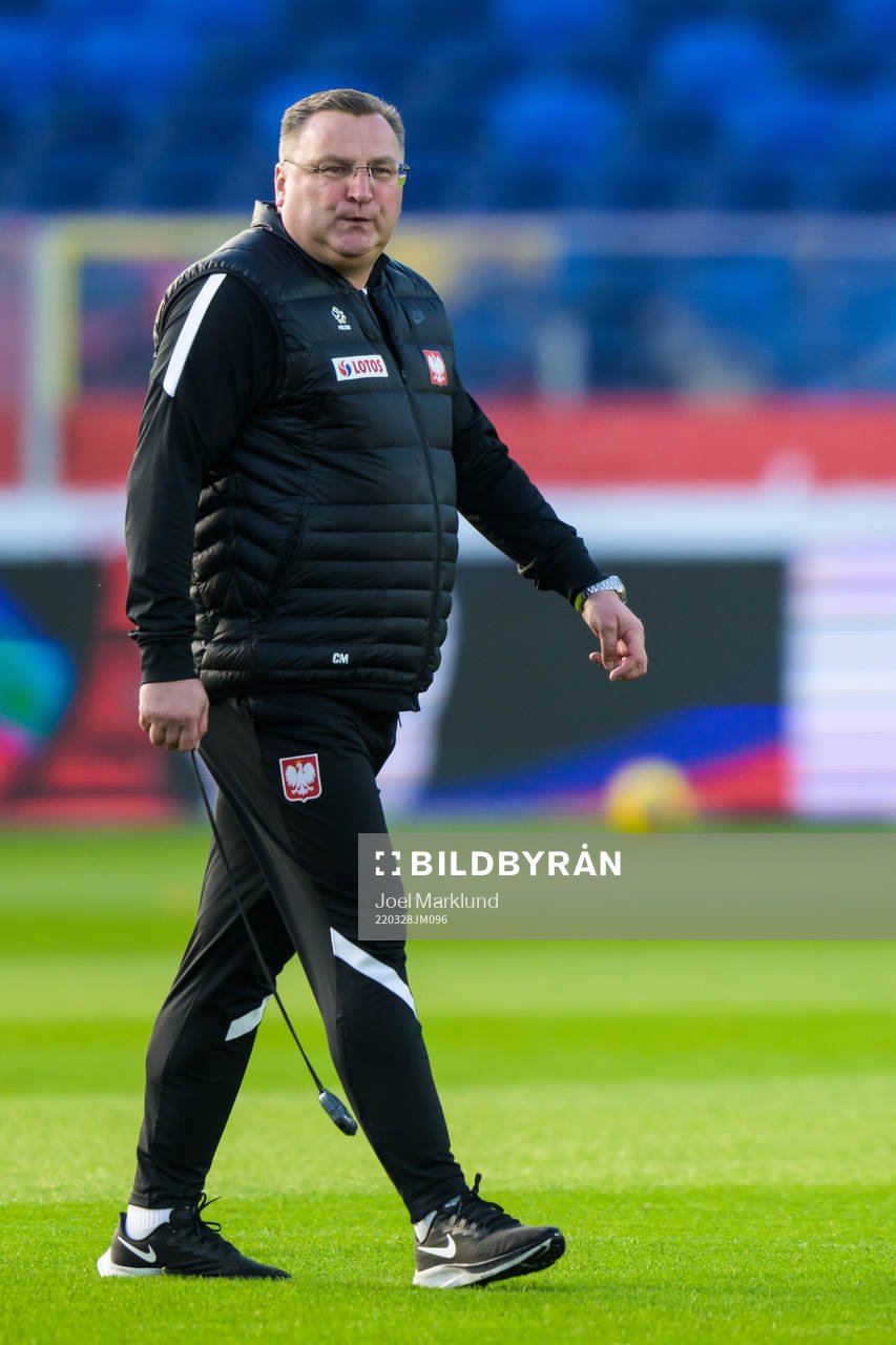 Head coach Czeslaw Michniewicz of the Polish national football team during a training session on March 28, 2022 in Katowice. 