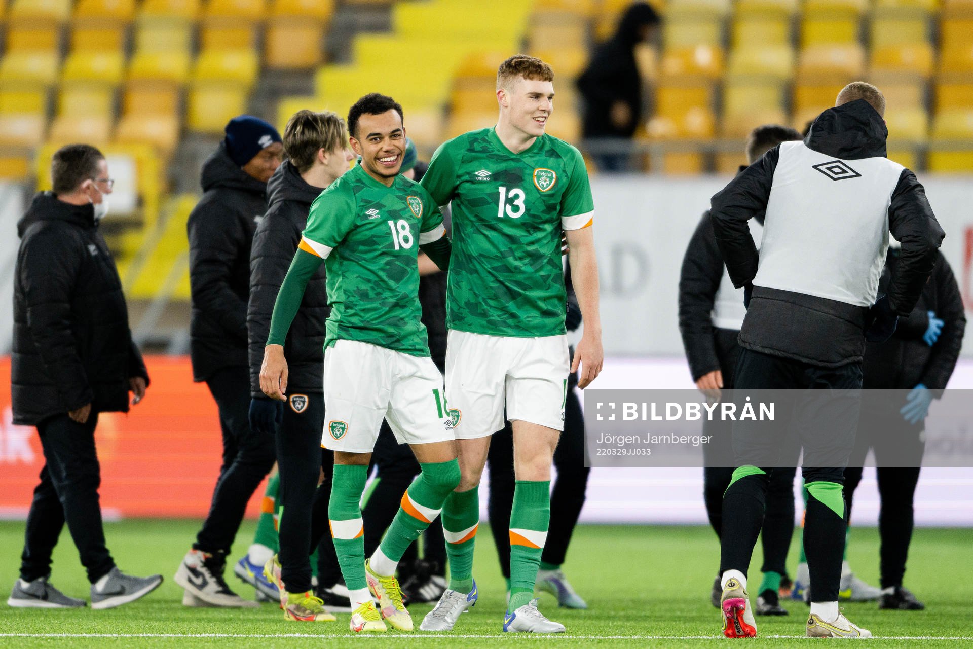 Dawson Devoy and Jake O'Brien of Ireland celebrate