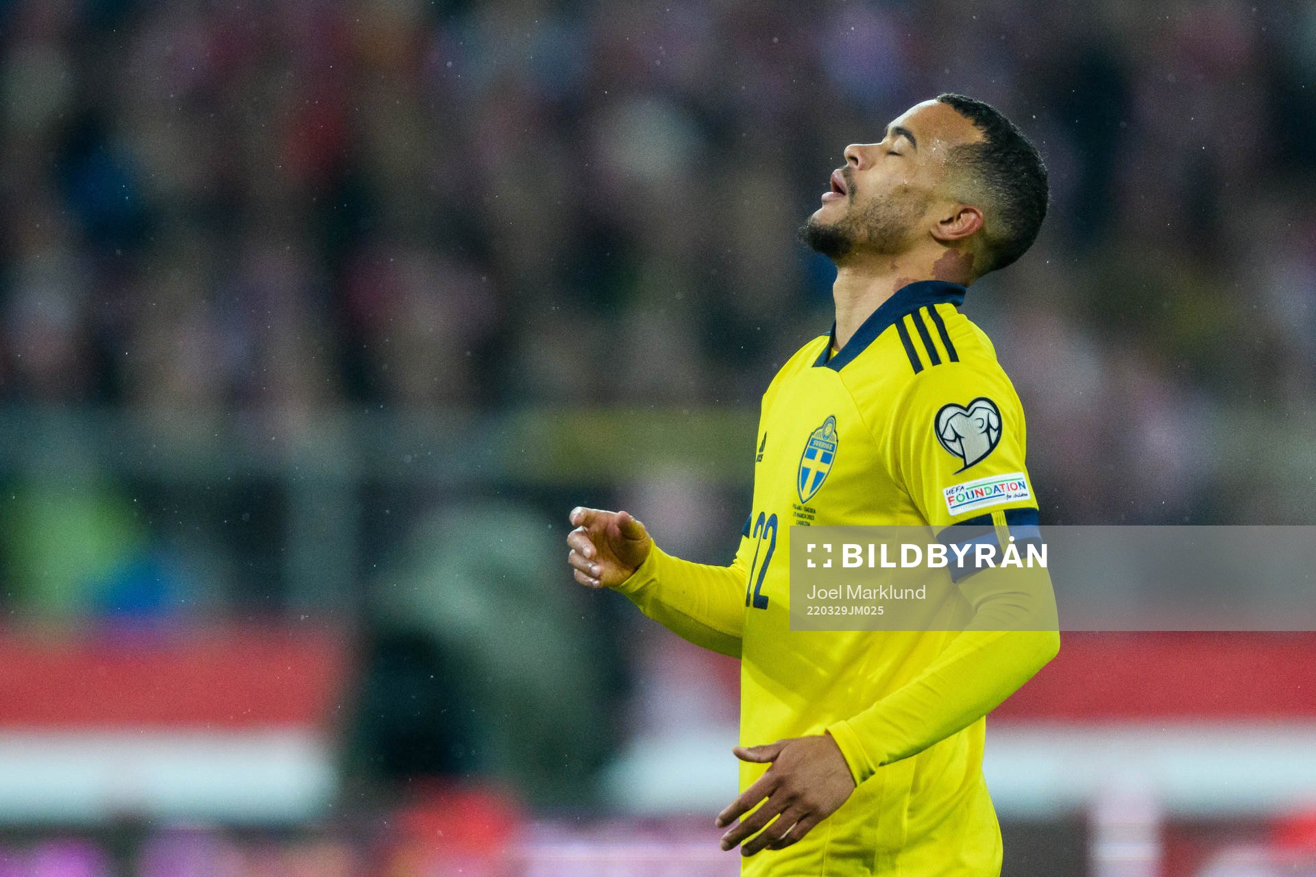 Robin Quaison of Sweden looks dejected