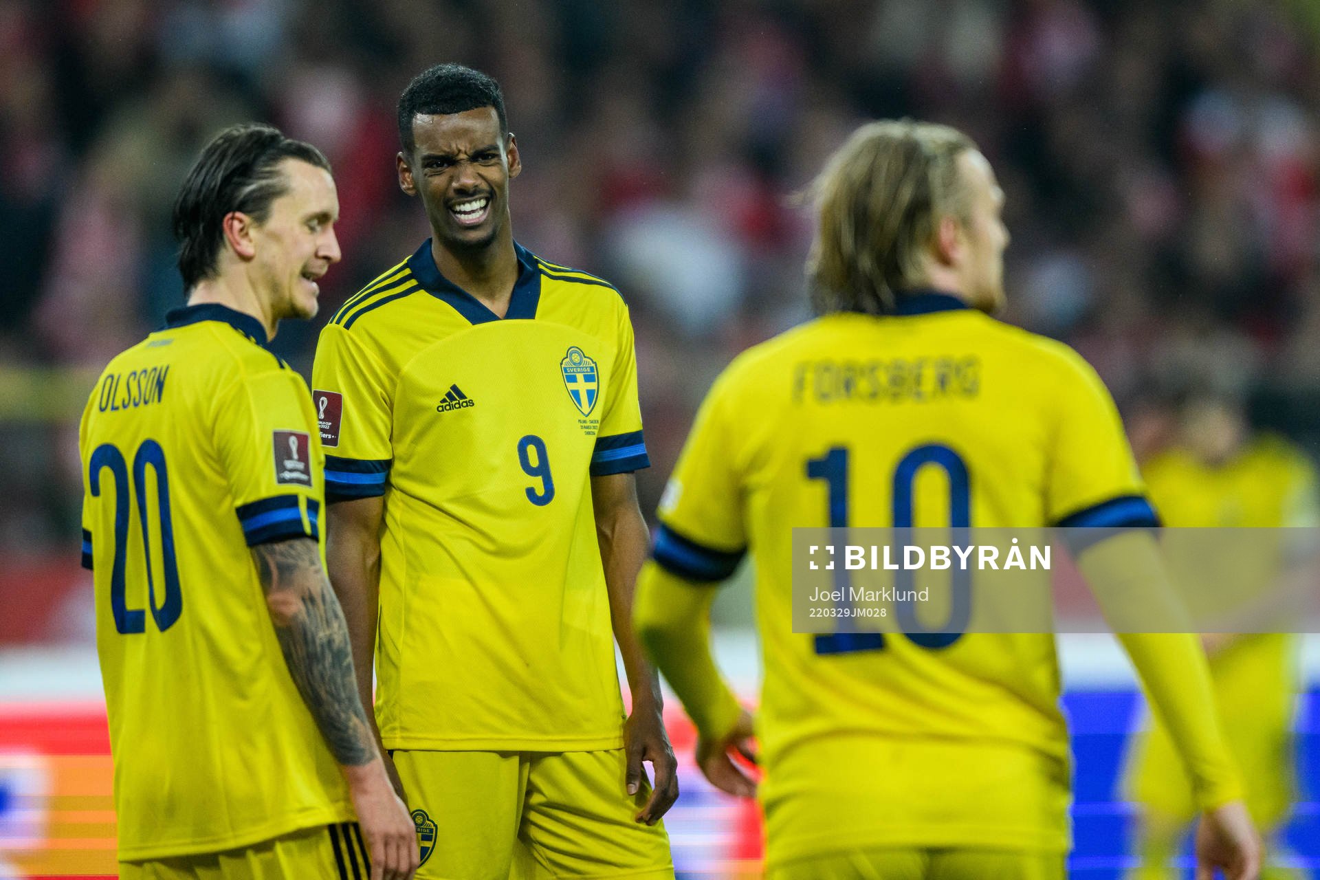Kristoffer Olsson, Alexander Isak and Emil Forsberg of