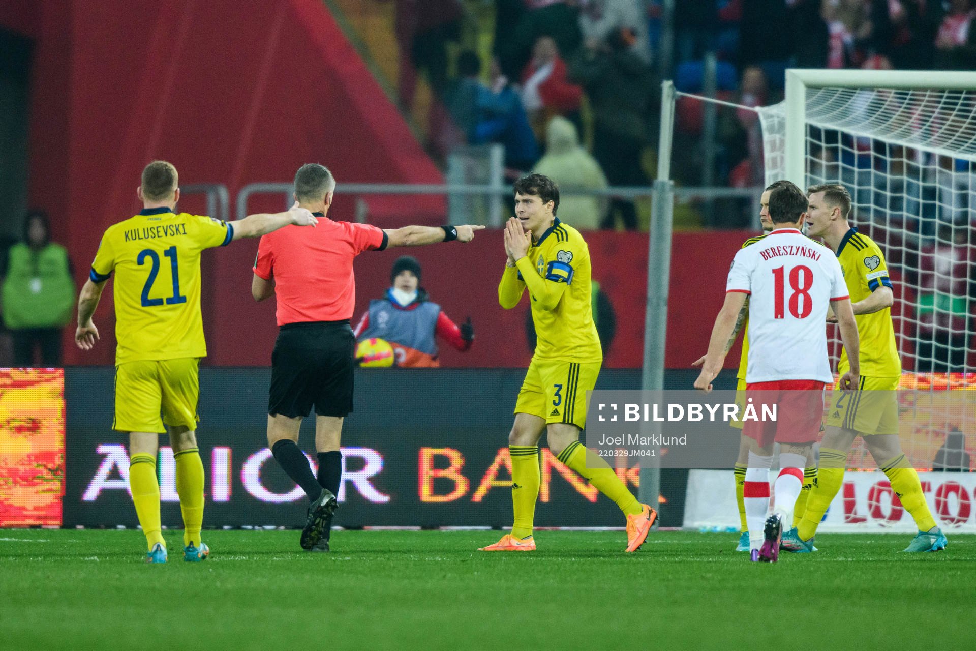 referee Daniele Orsato awards a penalty shot to Poland