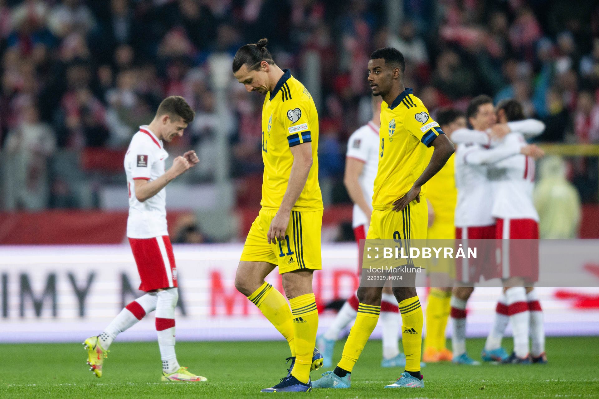 Zlatan Ibrahimovic and Alexander Isak of Sweden look