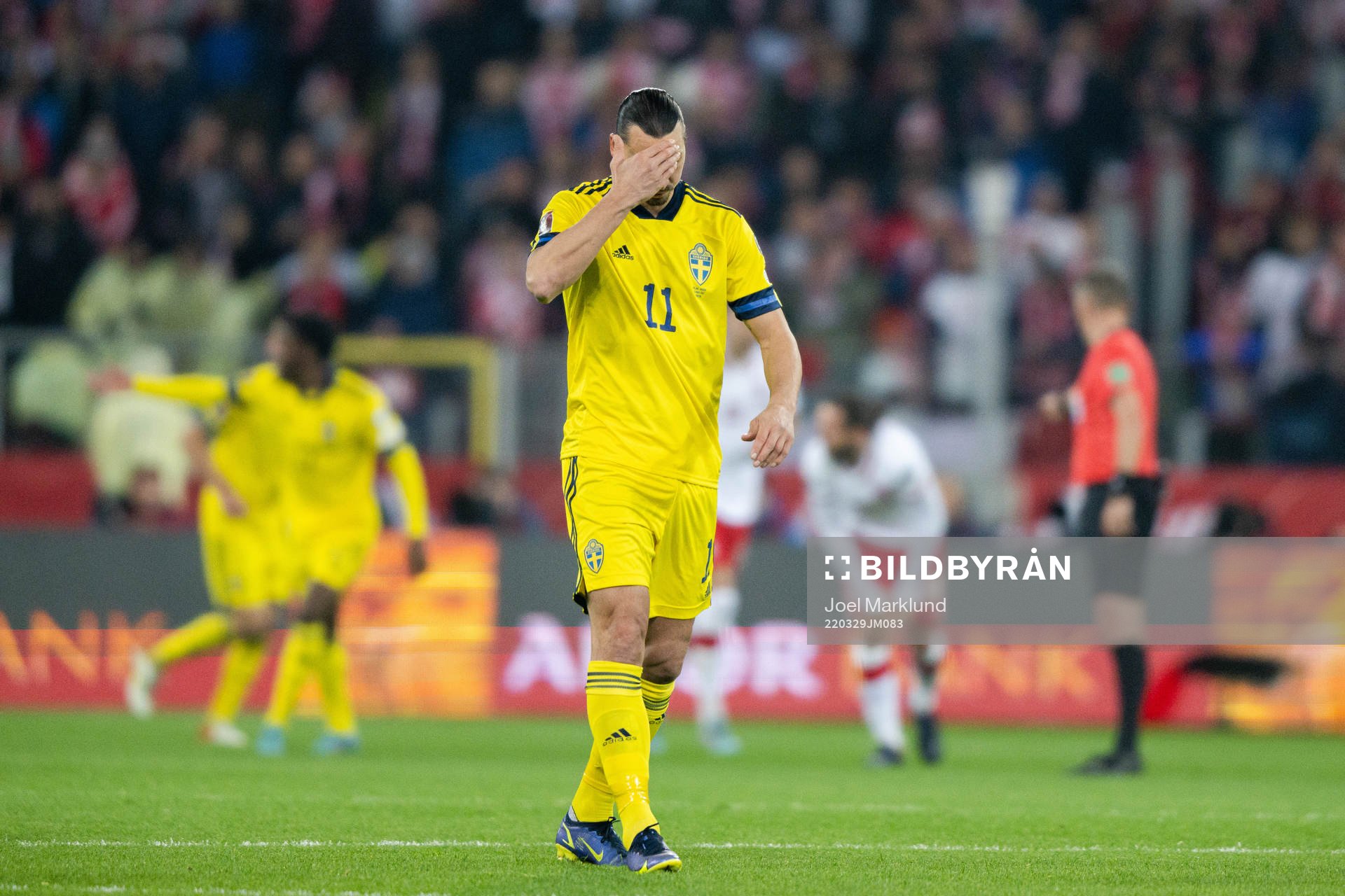 Zlatan Ibrahimovic of Sweden looks dejected