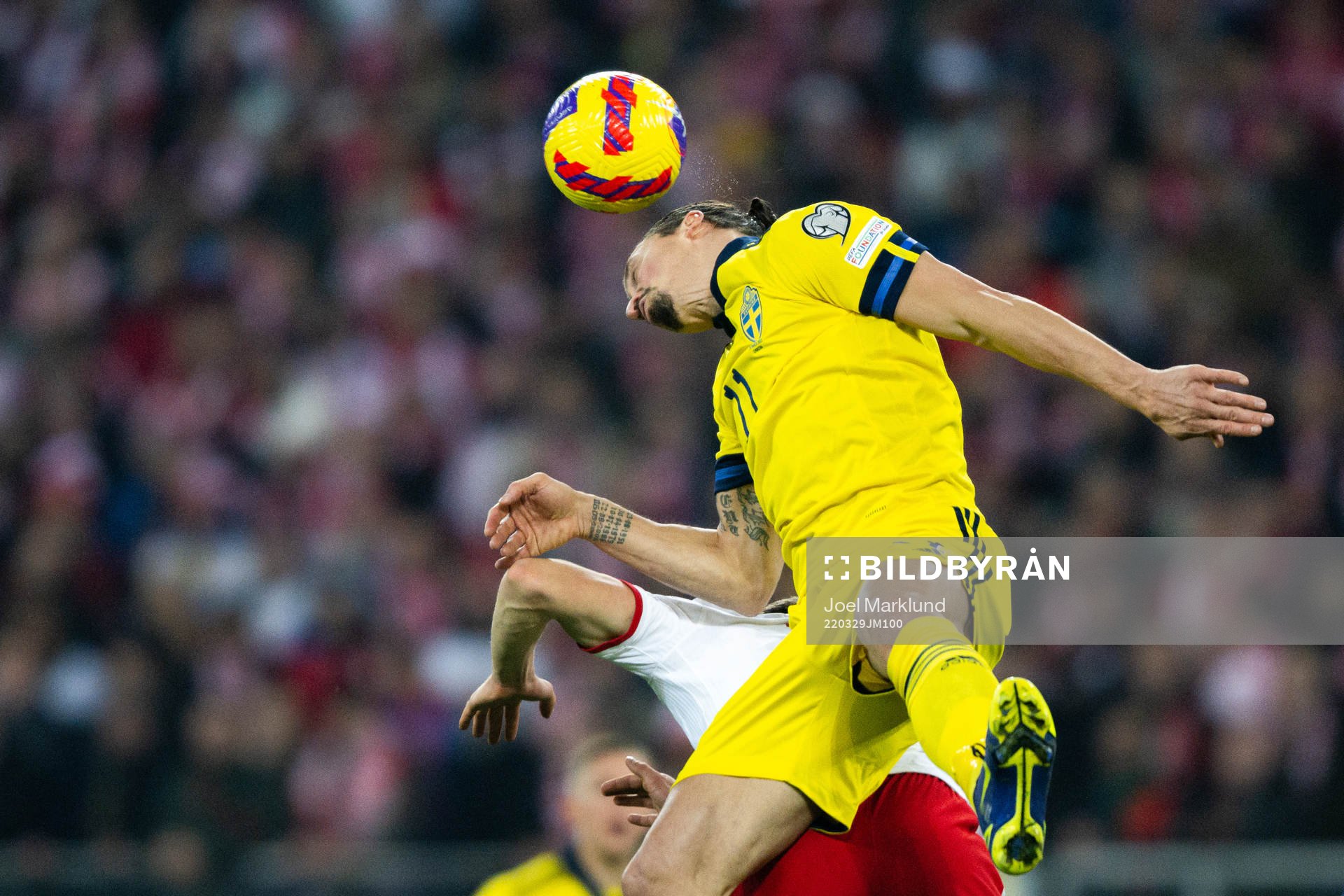 Zlatan Ibrahimovic of Sweden against Krystian Bielik of