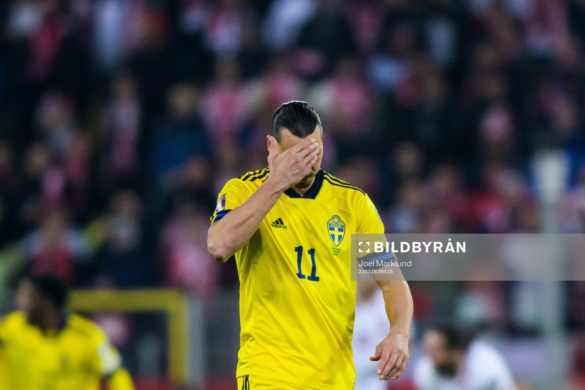 Zlatan Ibrahimovic of Sweden looks dejected