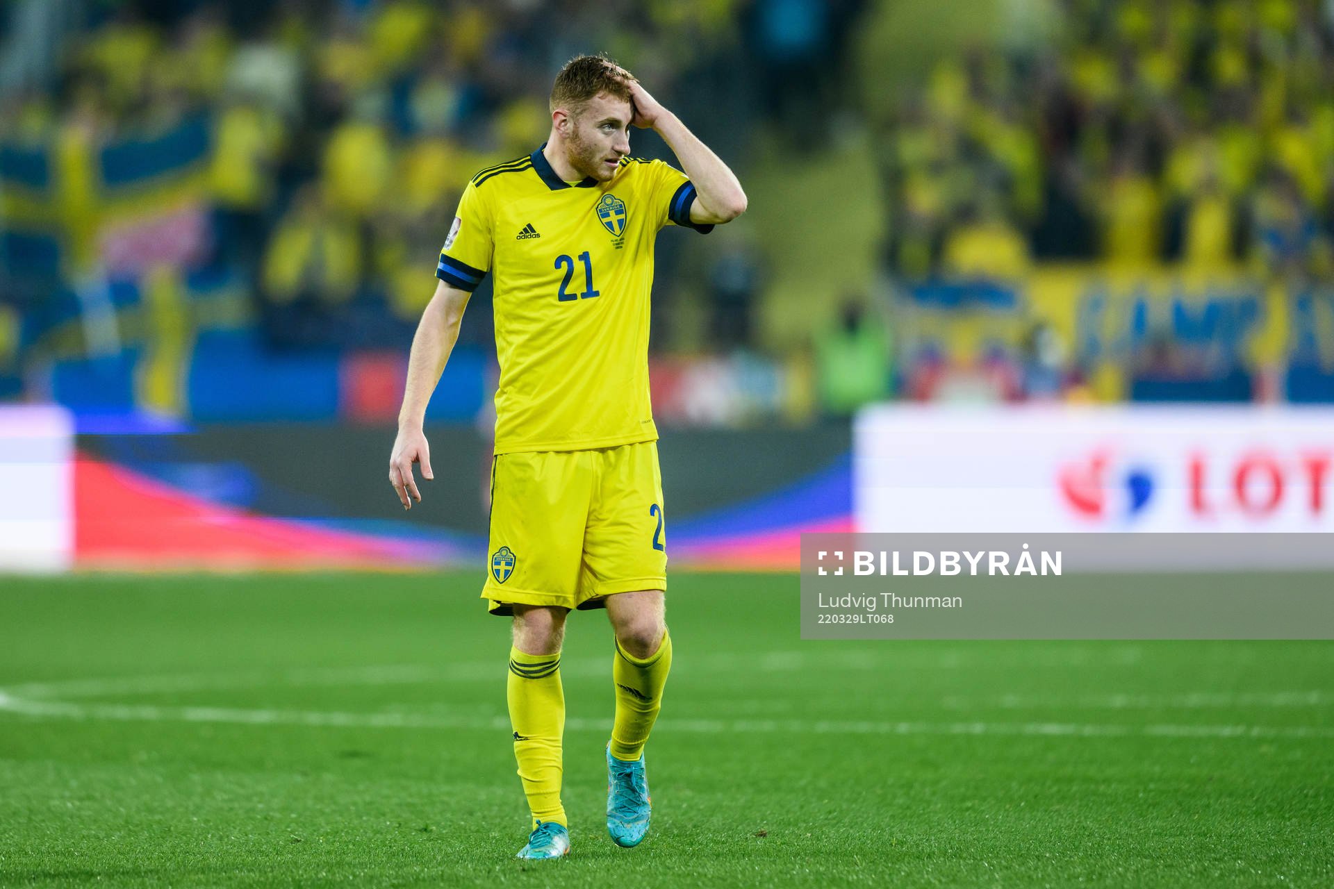 Dejan Kulusevski of Sweden looks dejected