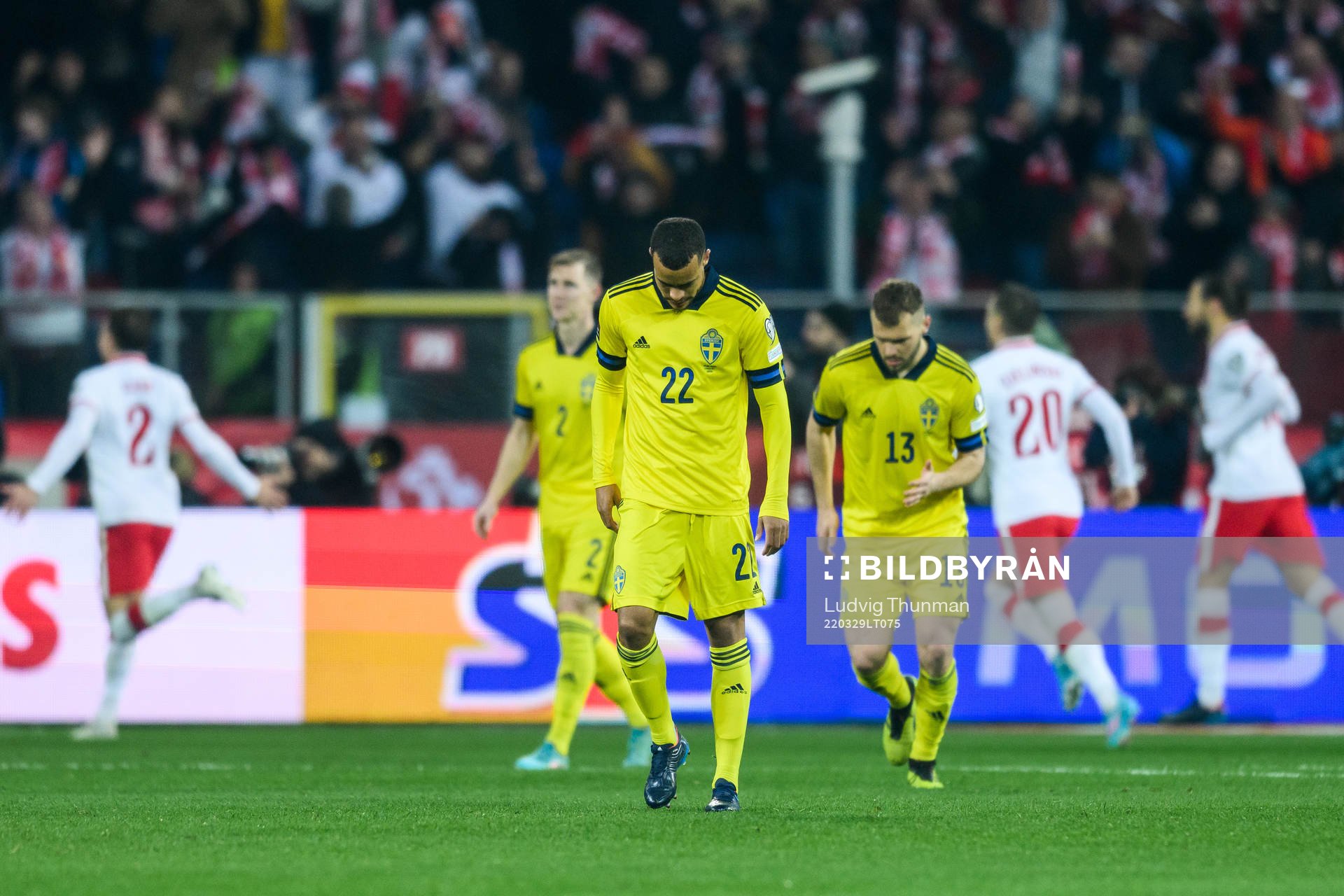 Robin Quaison of Sweden looks dejected
