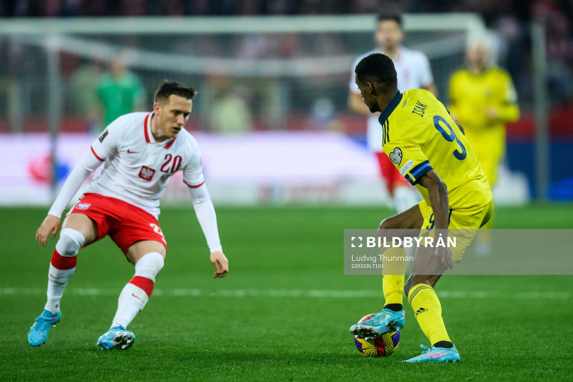 Piotr Zielinski of Poland and Alexander Isak of Sweden