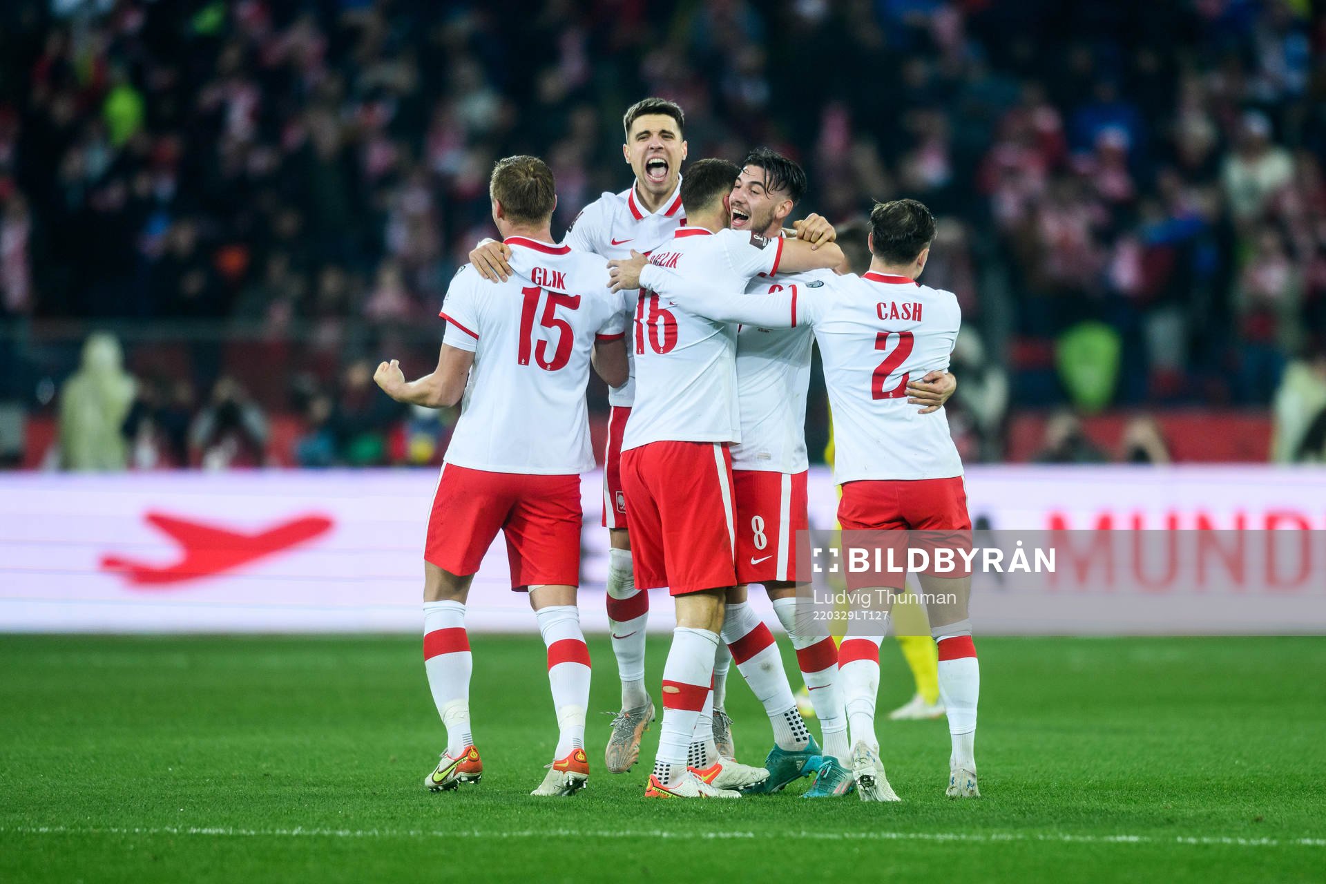 Kamil Glik, Krystian Bielik, Jakub Moder and Matty Cash of